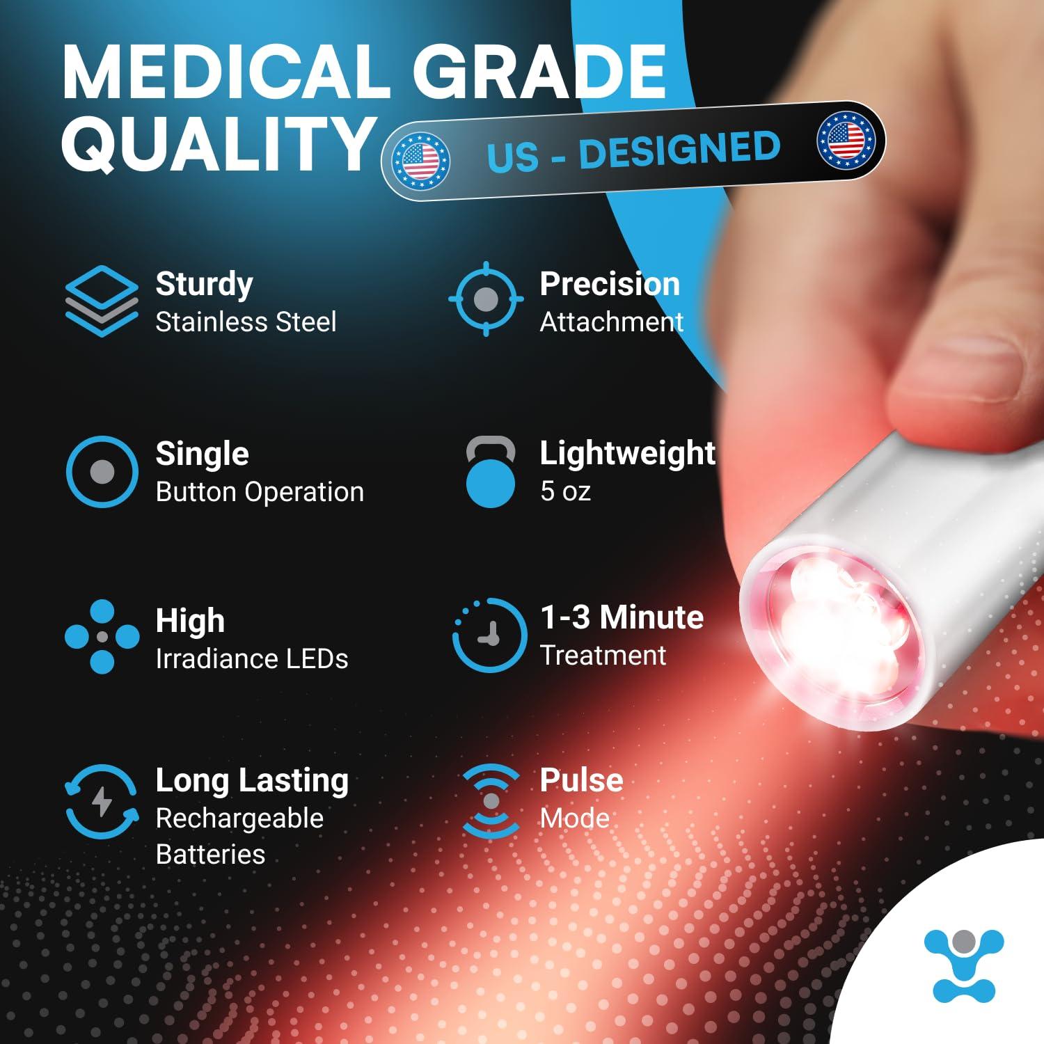 CureBio Medical Grade FSA HSA Approved Infrared Red Light Therapy Device, Treat Cold Sore Canker Sore Fever Blister, Pain Relief for Lips, Mouth, Nose, Ear, Near Infrared and Blue Light Therapy Wand - Image 4
