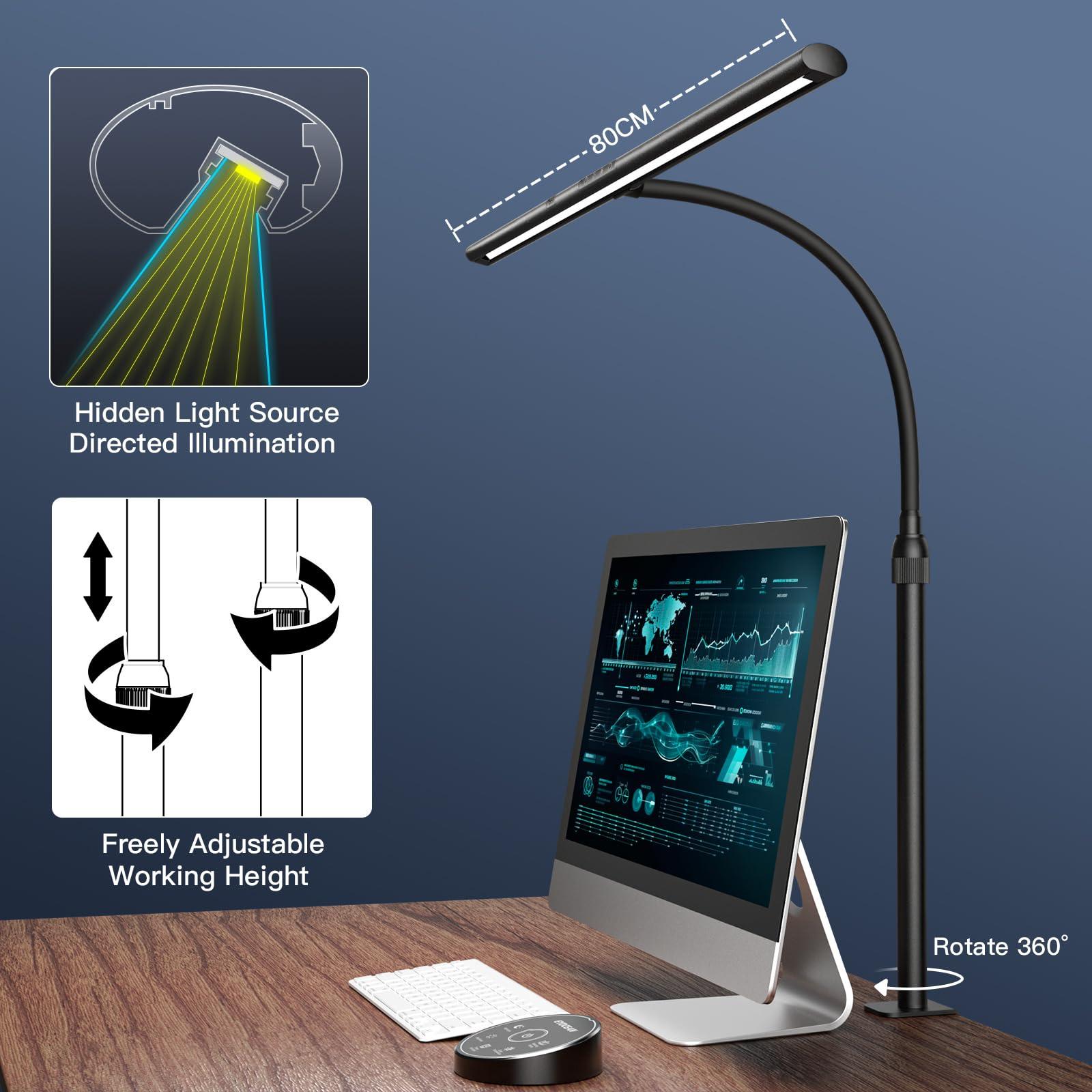 EYOCEAN Desk Lamp, 31.5" Wide 24W for Home Office,Gesture Sensing Control Desk Light, Dimmable & Color Temperature, Eye-Caring Office Lamp, Brightest Architect Light for Screen/Workbench - Image 6