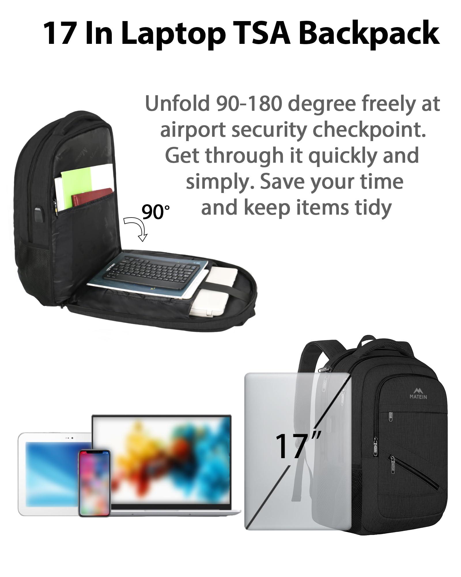 MATEIN School Laptop Backpack, Large TSA Friendly College Computer Bookbag with Laptop Compartment Fits 17 Inch Notebook, Water Resistant Work Travel Backpack, Graduation Gifts for Men Women - Image 2