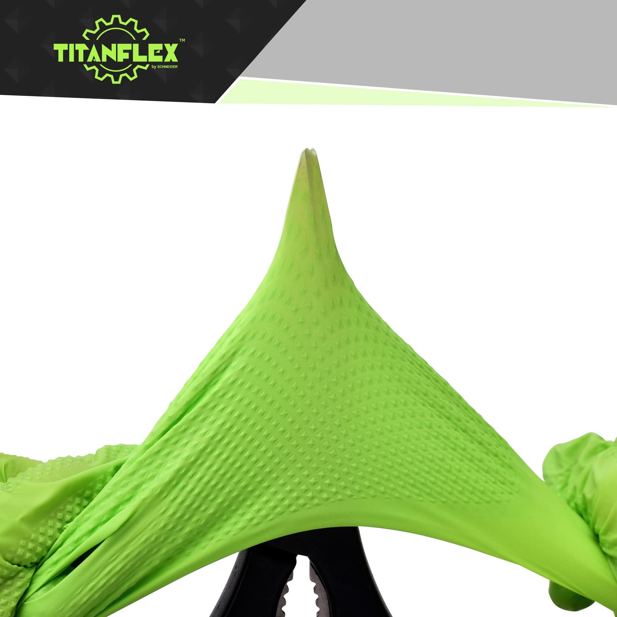 TitanFlex Thor Grip Heavy Duty Green Industrial Nitrile Gloves with Raised Diamond Texture, 8-mil, Latex Free, Powder Free - Image 3
