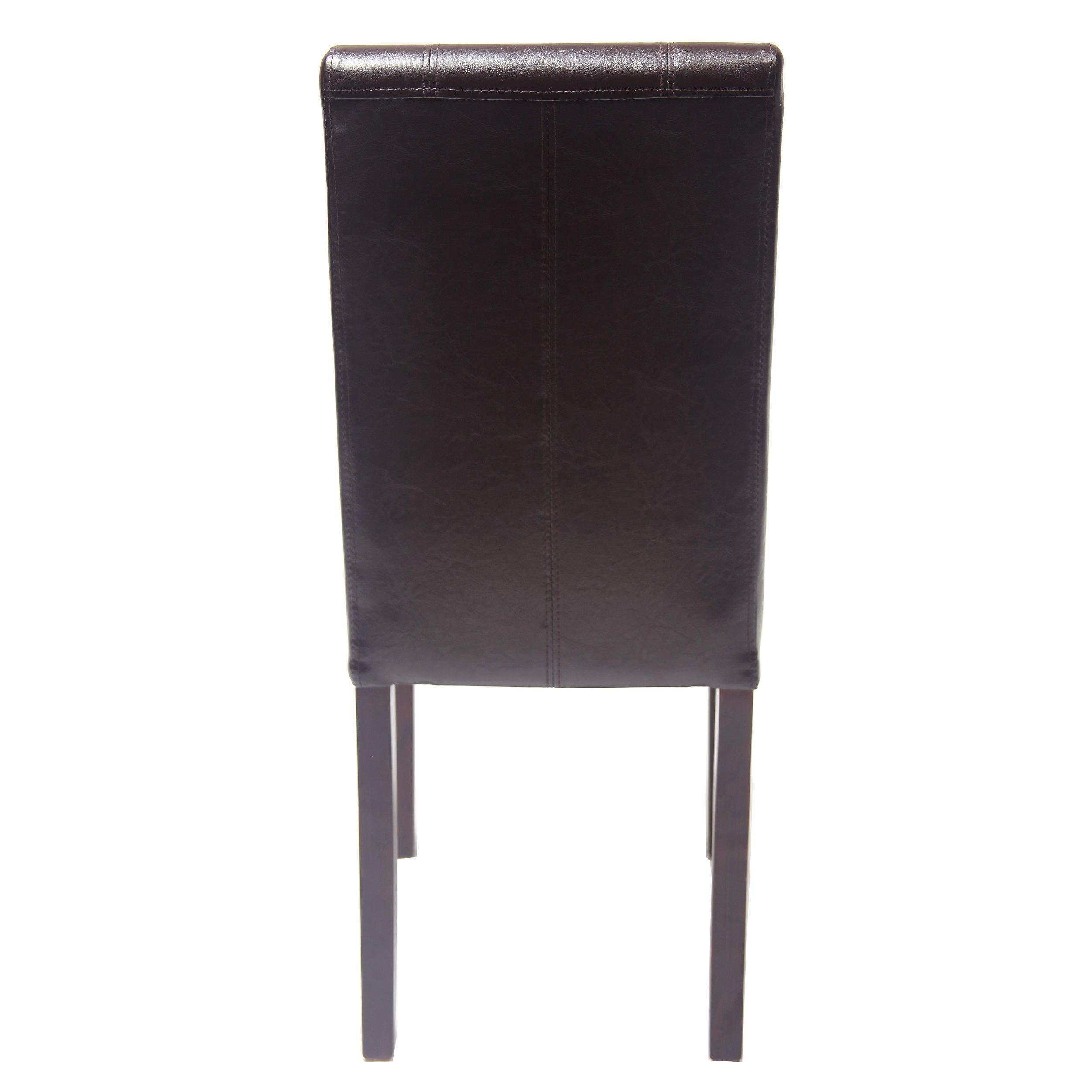 Roundhill Furniture C020BR Urban Style Solid Wood Leatherette Padded Parson Chair, Brown, Set of 2 - Image 7
