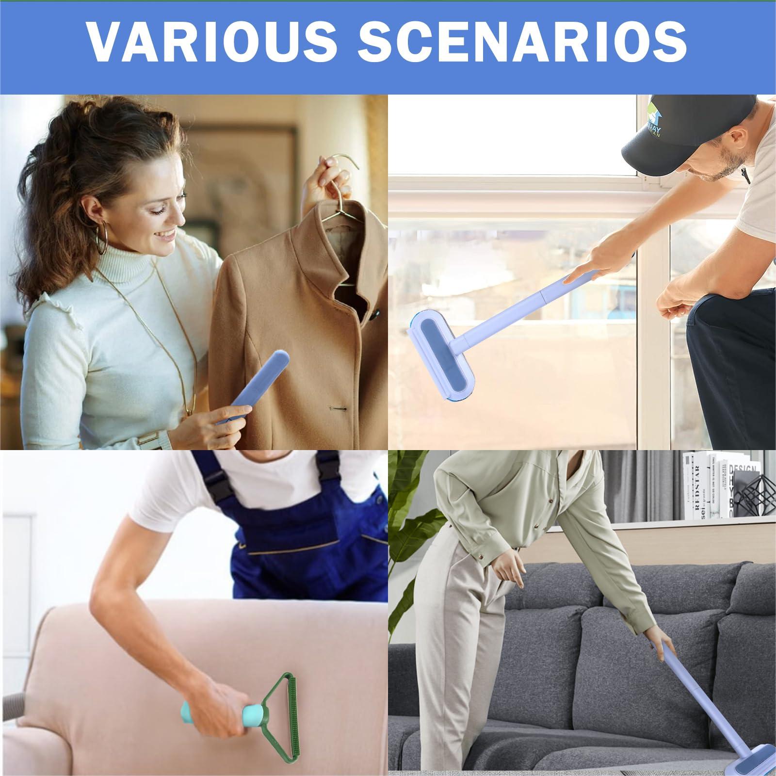 Multifunctional Pet Hair Remover,2 Pcs Carpet Scraper,4 in 1 Dog Hair Remover, Reusable Cat Hair Remover for Dog and Cat,Adjustable Lint Brush for Carpet,Sofa,Bedding,Clothes and Furniture,Blue - Image 6