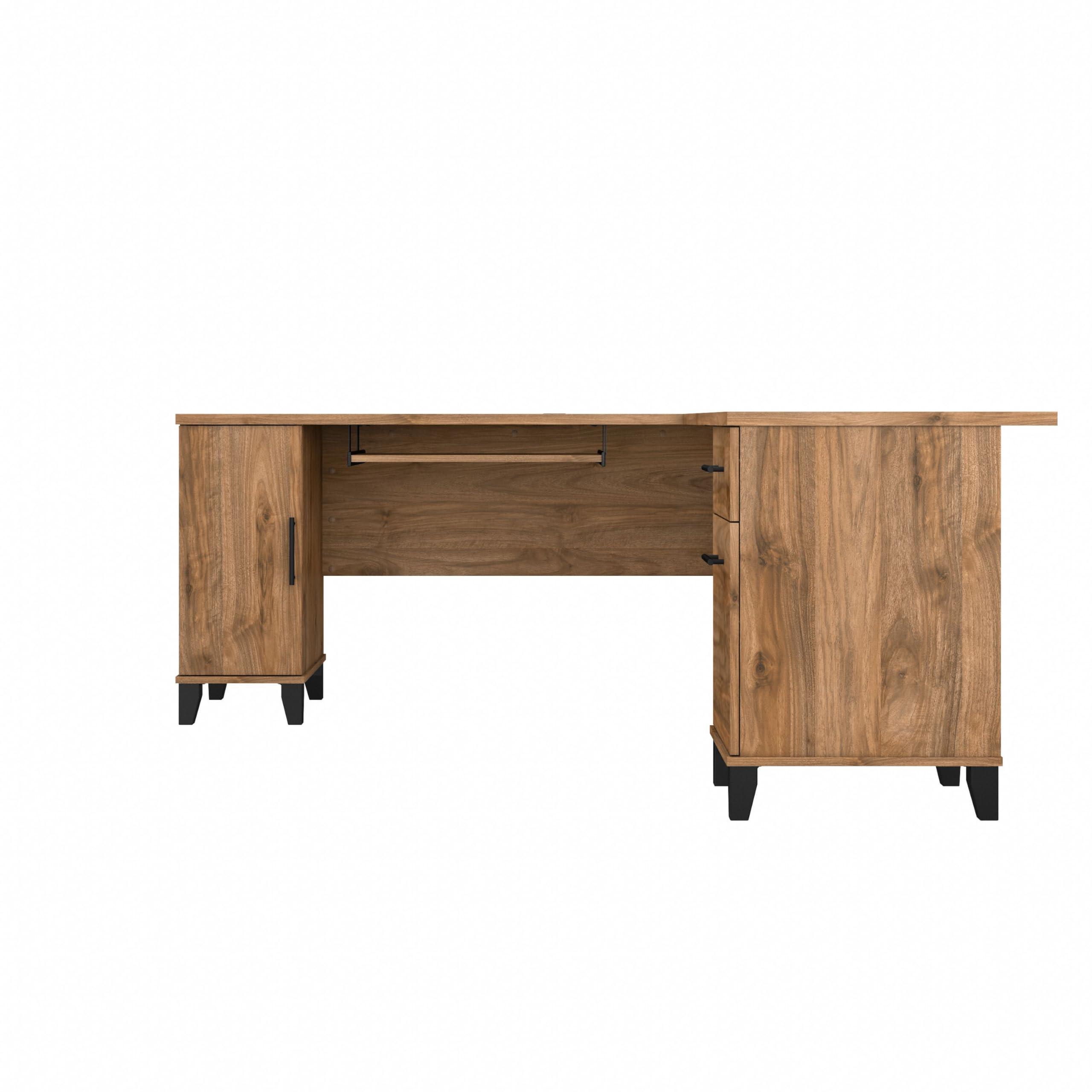 Bush Furniture Somerset 72W L Shaped Desk with Storage in Fresh Walnut - Image 4