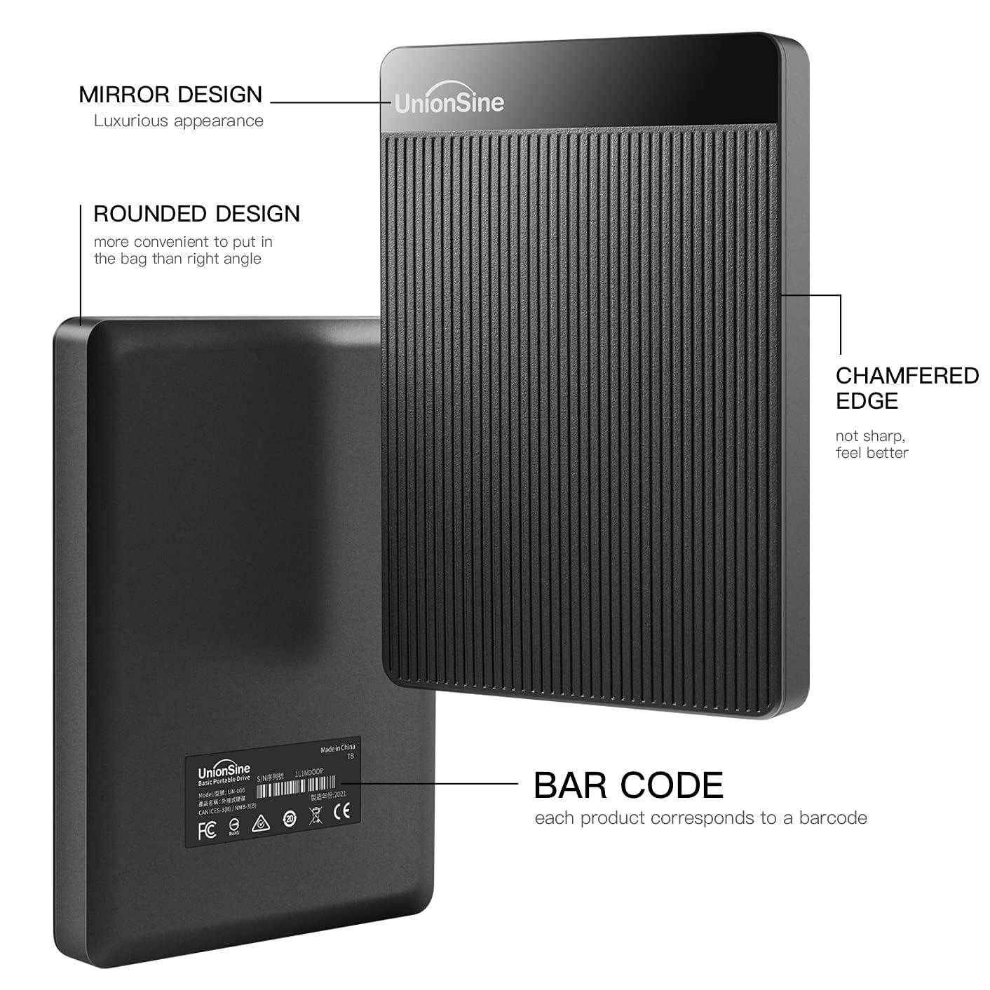 UnionSine 1TB Ultra Slim Portable External Hard Drive HDD-USB 3.0 for PC, Mac, Laptop, PS4, Xbox one, Xbox 360-HD2510(Black) - Image 2