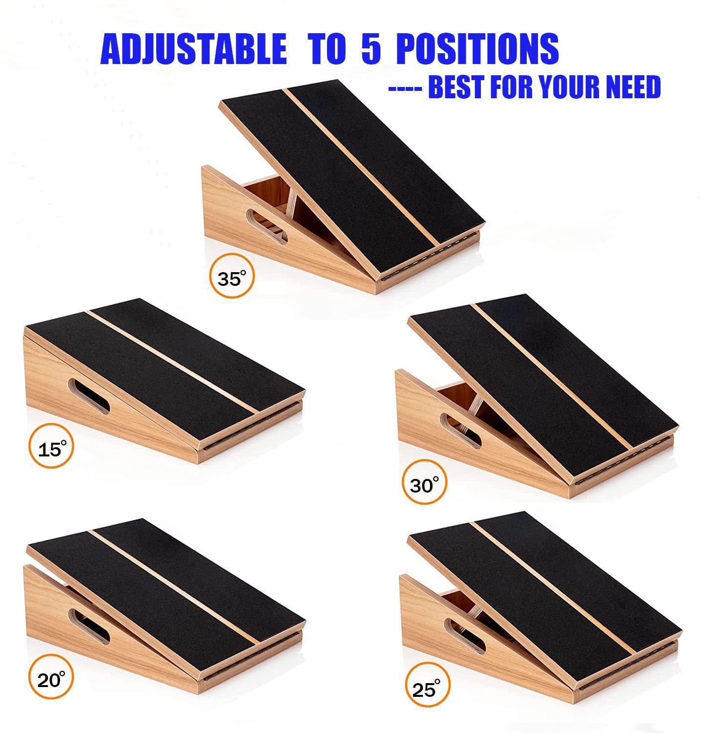 Slant Board for Calf Stretching Squats Calf Stretcher Incline Stretch Adjustable Wooden Wedge Footrest Professional for Knees Ankle Heel Feet Leg - Image 7