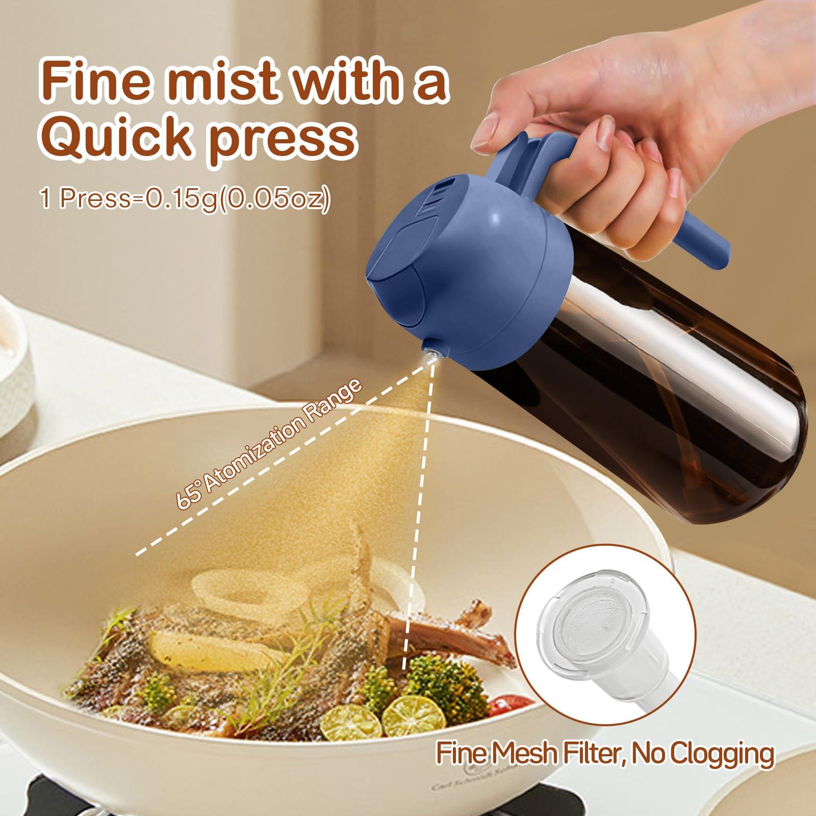 YARRAMATE 16oz/470ml Dark Brown Oil Sprayer for Cooking with Stickers, Food-grade Premium 2 in 1 Olive Oil Dispenser Bottle for Kitchen Gadgets, Air Fryer, Salad, Frying, BBQ (Navy) - Image 5