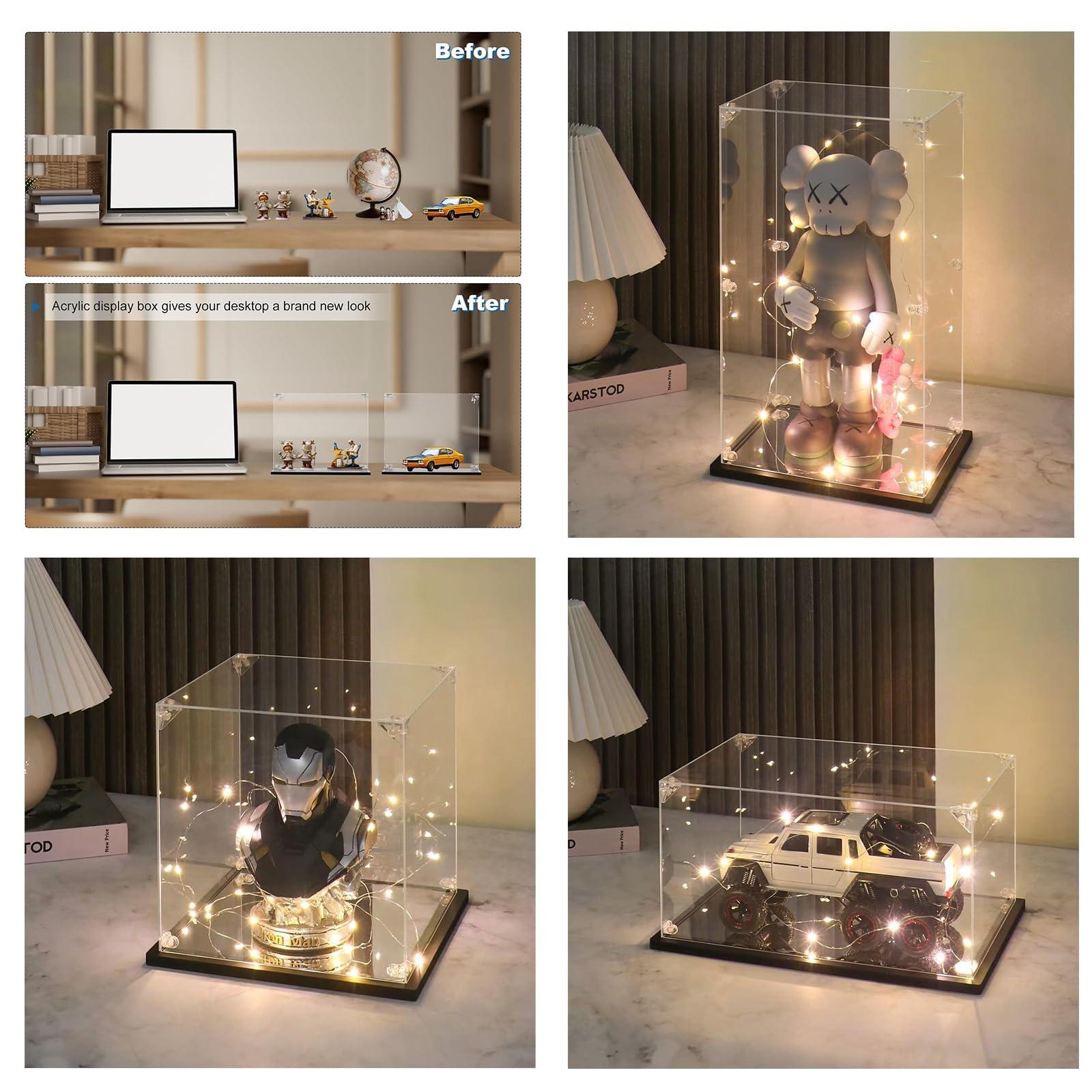 AAABOX 18in Tall 3mm Acrylic LEGO Display Case for Tuxedo Cat 21349, Boutique Hotel 10297, Orchid 10311, Bookshop 10270, 13.8x11.8x17.7in Transparent Showcase with Light String - Image 3