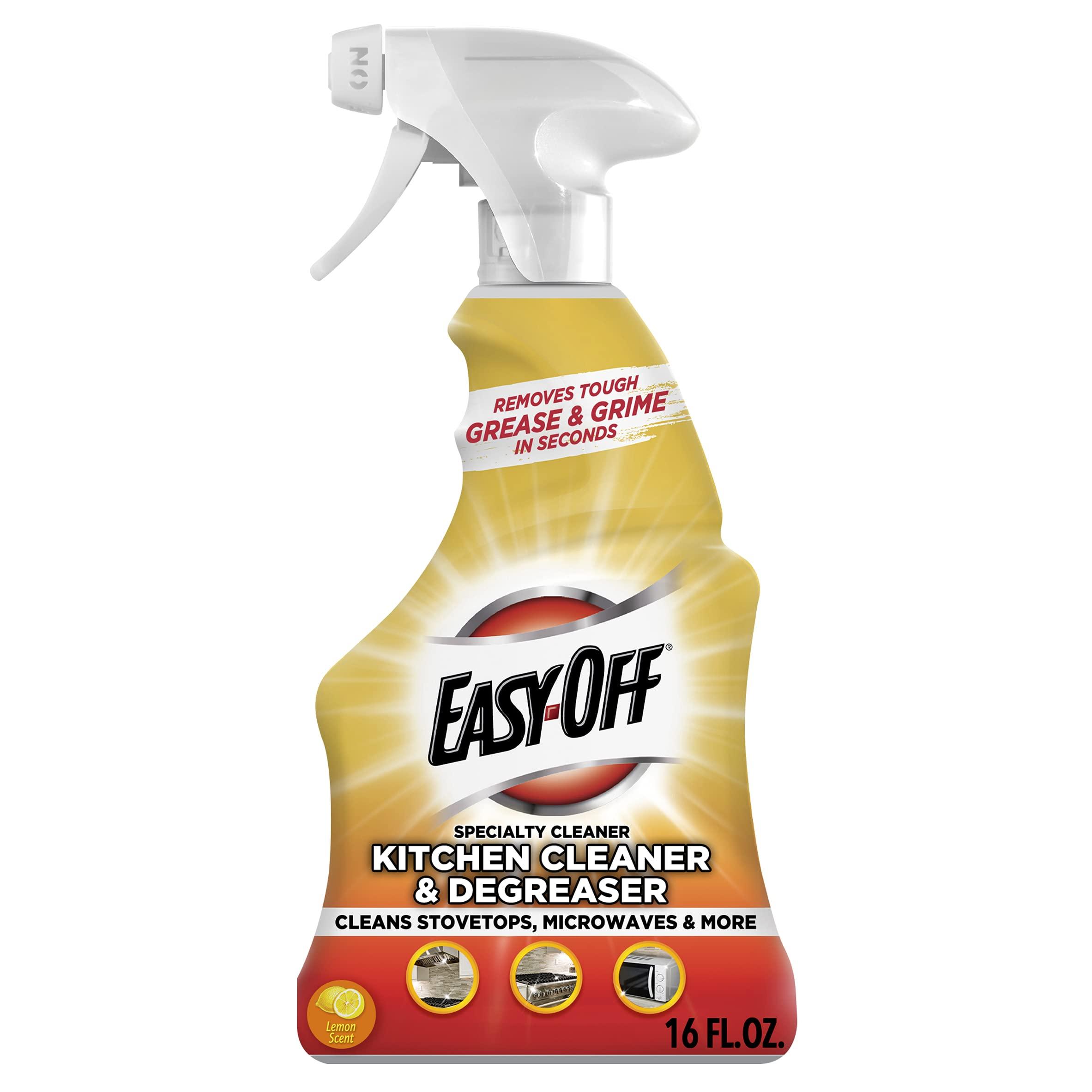 Easy-Off Specialty Kitchen Degreaser Cleaner, Clear, Lemon, 16 Fl Oz