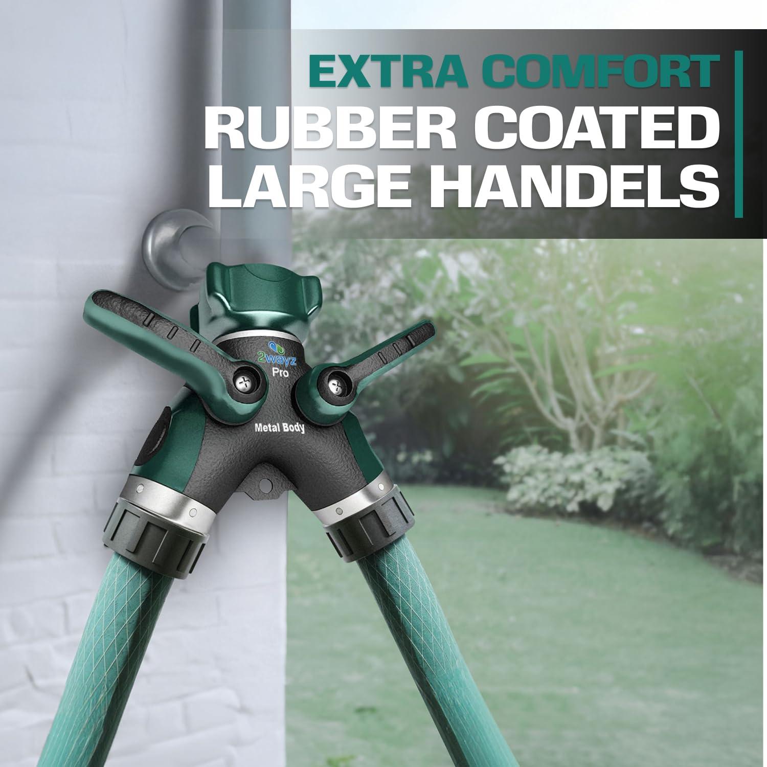 Hose Splitter 2 Way Heavy Duty - 2WAYZ Outdoor Faucet and Garden Hose Splitters - Durable Water Spigot Splitter Y Adapter - All-Metal Water Pipe Connector with Shut-Off Valve - 4" x 4" x 1.5" - Image 4