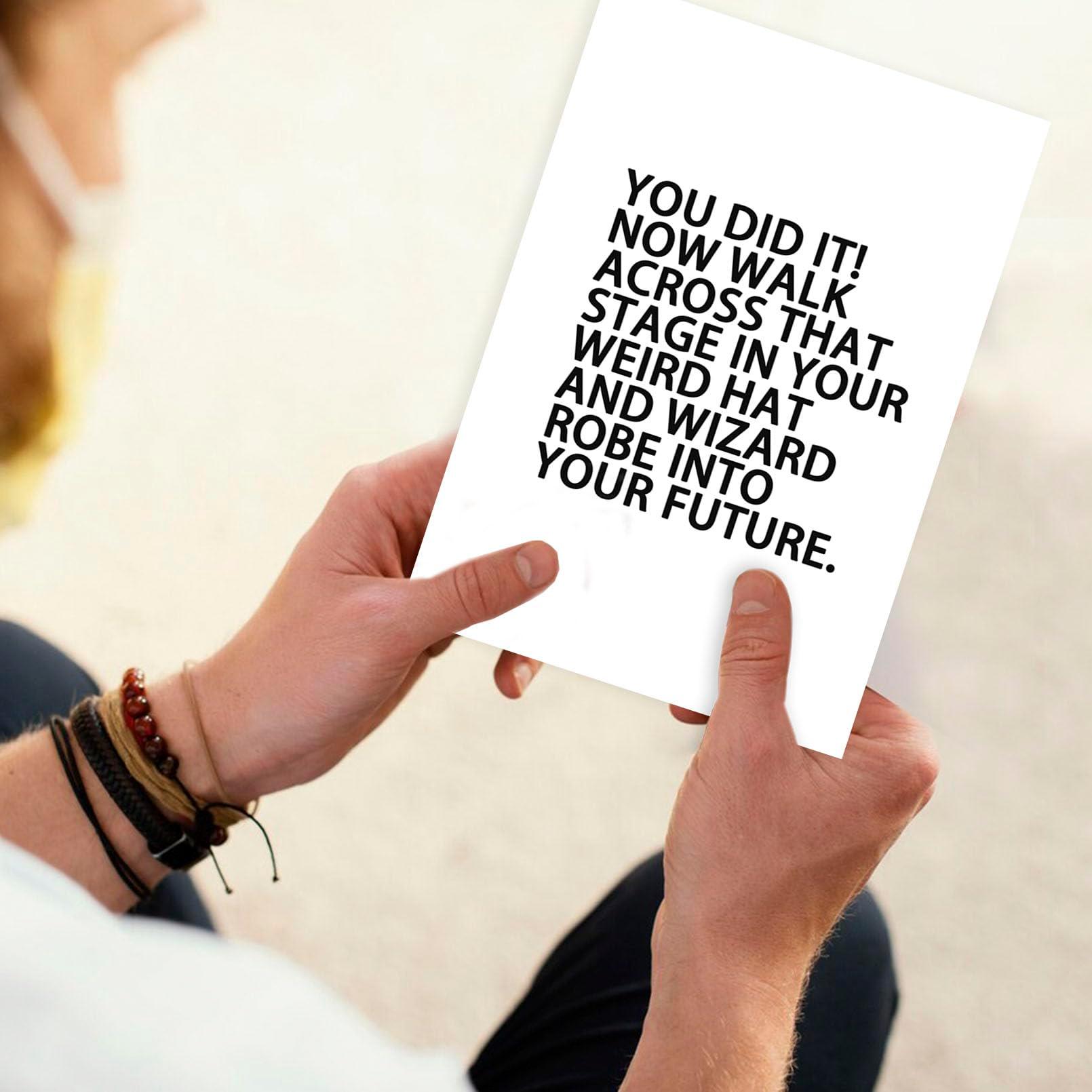 Londue Funny Graduation Cards Gifts for Her Him, Graduate Congratulation Card, Weird Hat and Robe, Gifts for High School College Grad, You Did It Card - Image 5