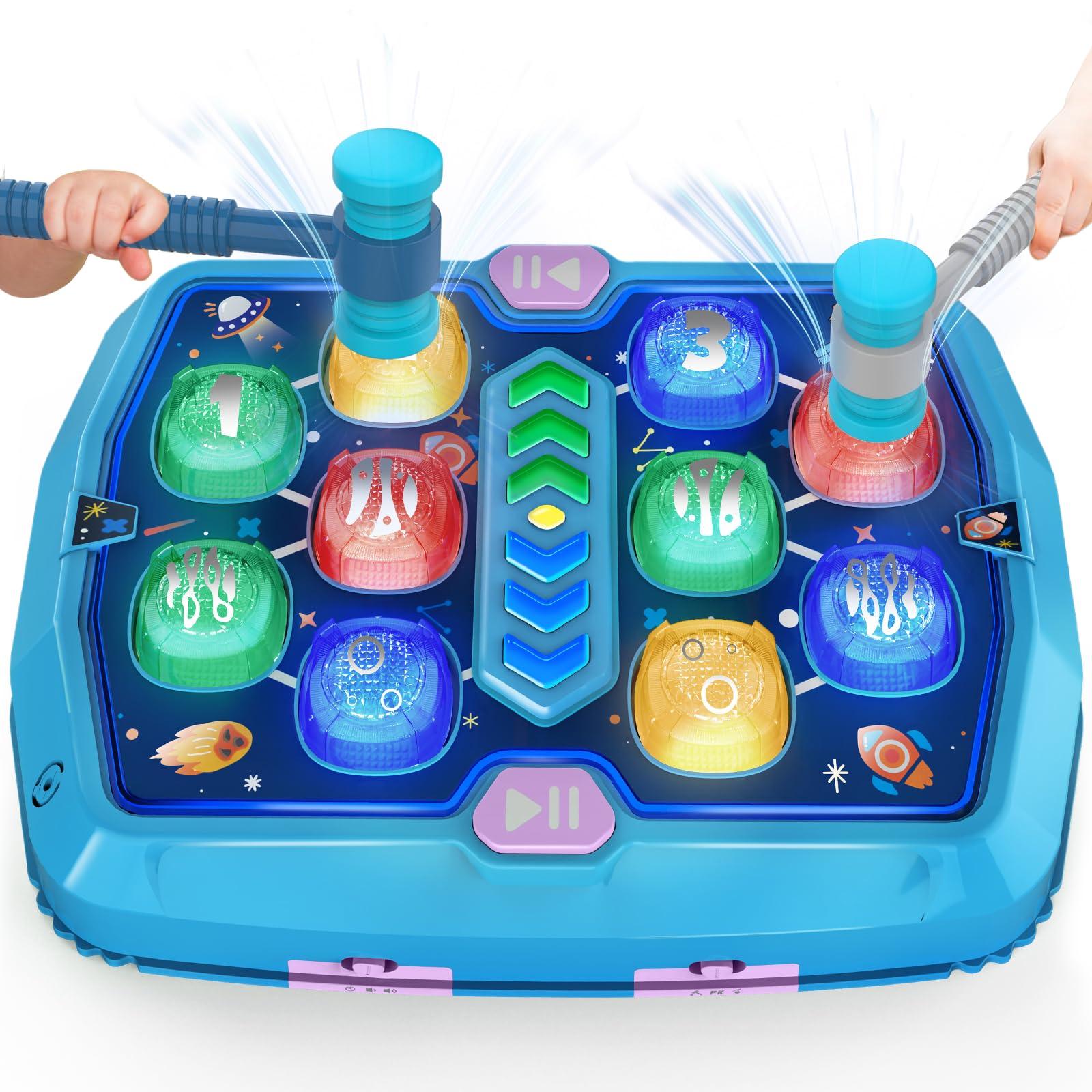 Hammer Mole Game for 3 4 5 6 Year Old Boys, Pounding Toys for Age 3-8, 3 Modes & Light Interactive Toddlers Toy with 2 Hammer, Baby Toy Gifts for Early Learning, Birthday Gift for Toddler Boy Girl