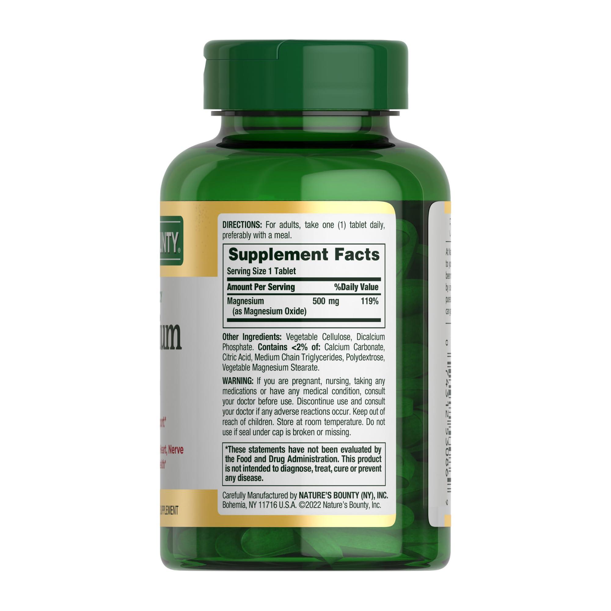 Nature's Bounty Magnesium Supplements - Magnesium 500 Mg Tablets for Bone & Muscle Health, 200 Count (Pack of 1) - Image 7