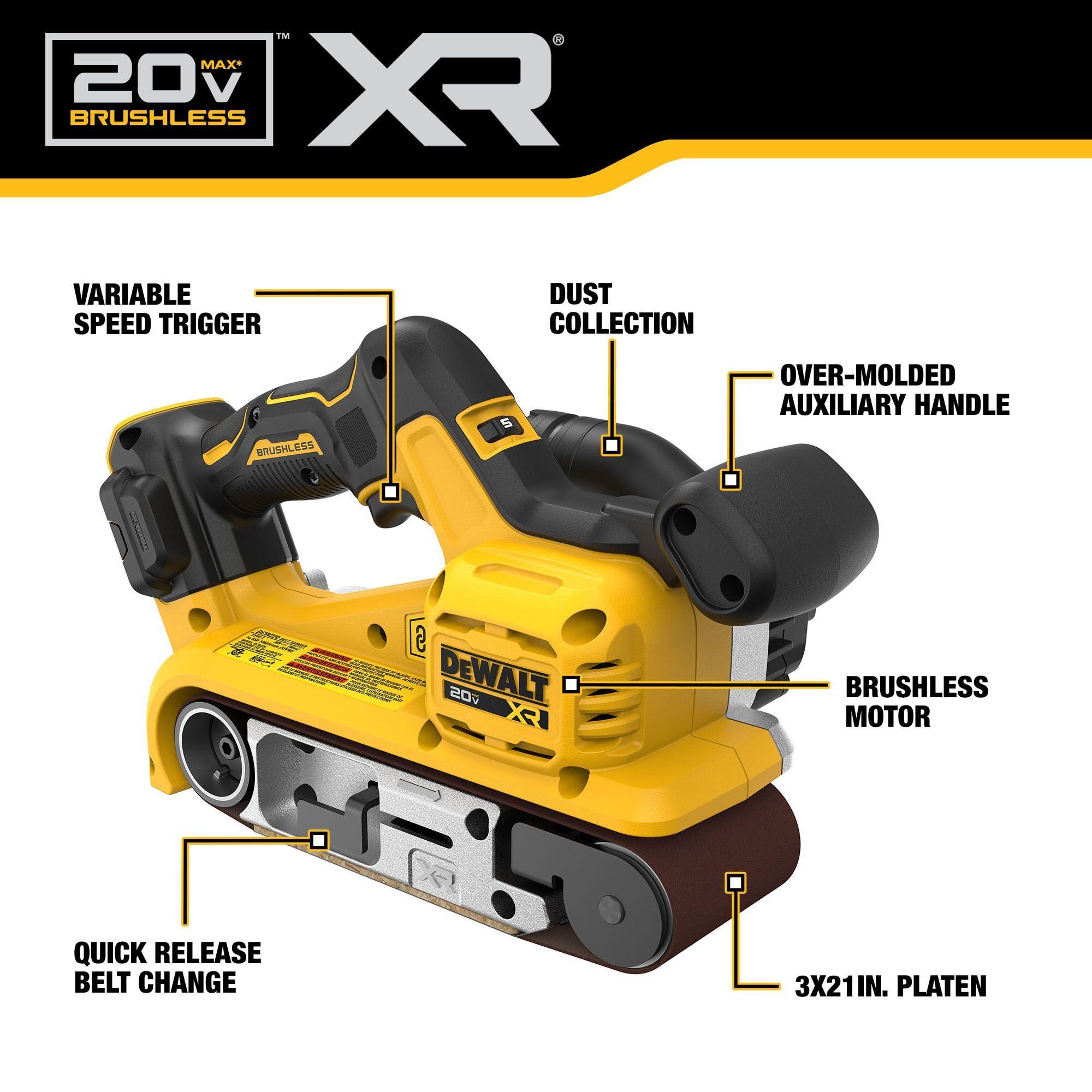 DEWALT 20V MAX* Belt Sander, Cordless, Brushless, Tool Only (DCW220B) - Image 3