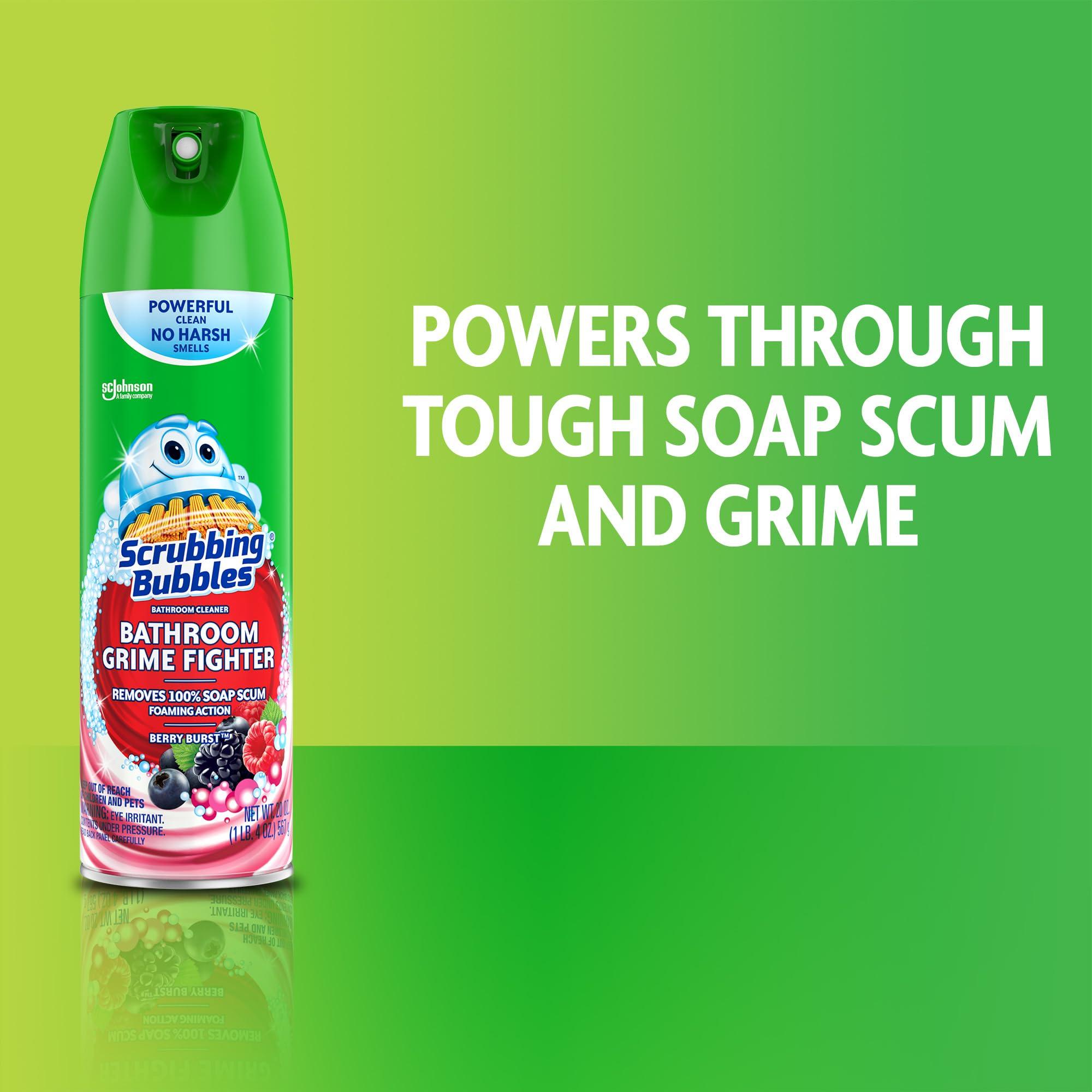 Scrubbing Bubbles Bathroom and Shower Cleaner Aerosol, Foaming Action Bathroom Grime Fighter Removing Soap Scum, Berry Burst Scent, 20oz - Image 2