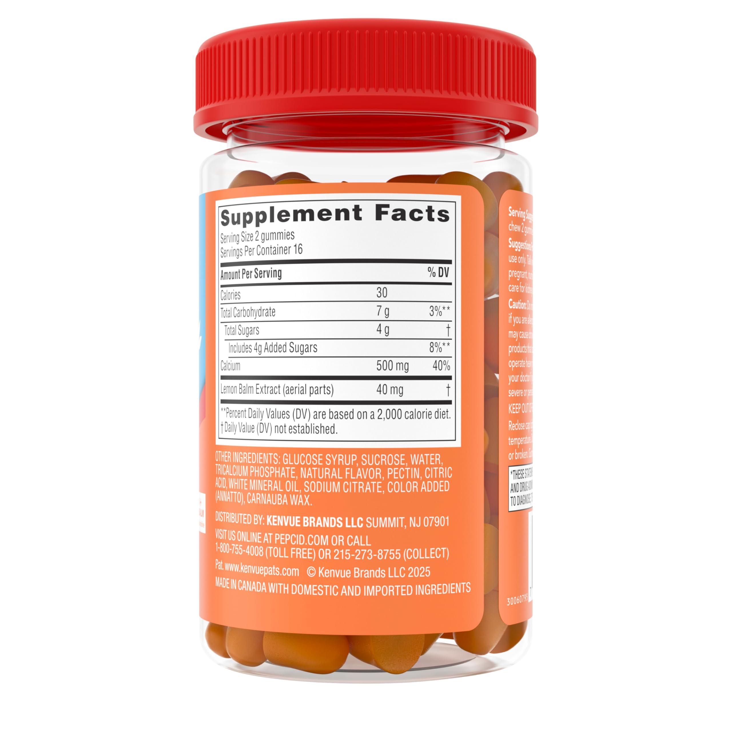 Pepcid Soothing Gummies, Heartburn Relief + Stress Relief Gummies Help with Occasional Heartburn, Upset Stomach, Acid Indigestion, & Stress, Tricalcium Phosphate, Peach-Raspberry, 32 ct - Image 8