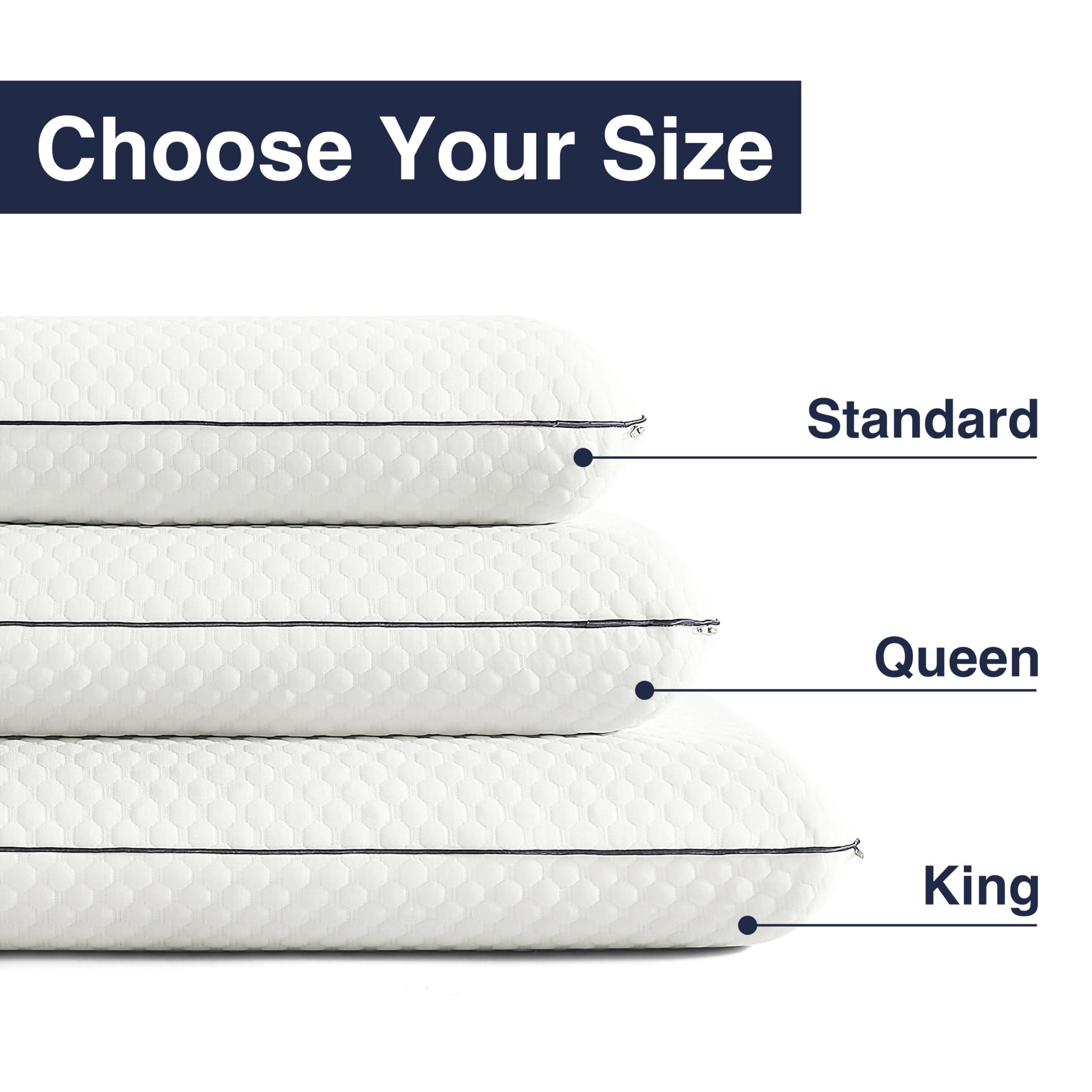 Casual Living Memory Foam Pillow Queen Size Bed Pillow Insert with Hypoallergenic Removable Machine Washable Cover for Back Stomach and Side Sleepers, Queen 16-inch x 29-inch, White - Image 8