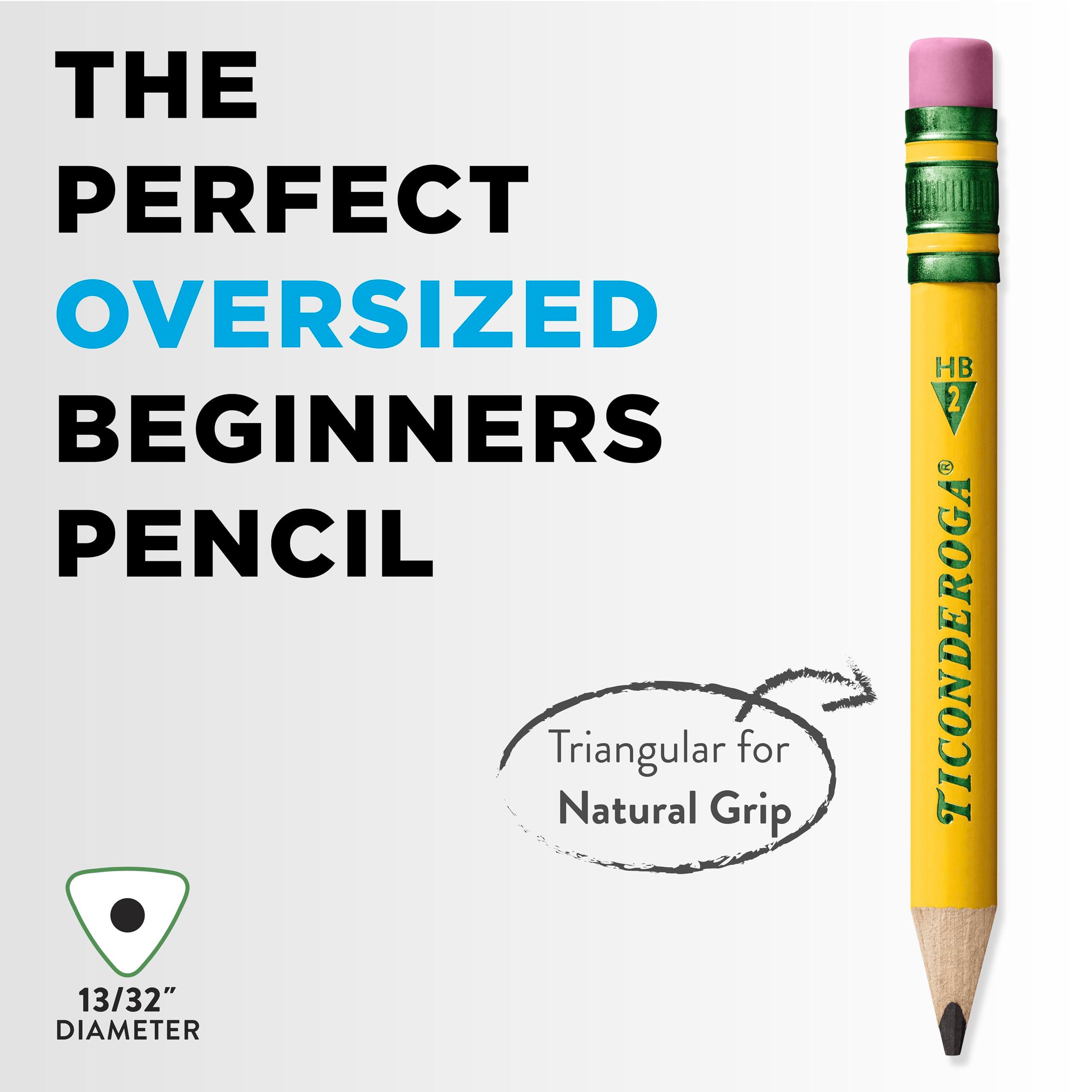 Ticonderoga My First Short Triangular Wood-Cased Pencils, #2 HB Soft, With Erasers, Yellow, 12 Count - Image 7