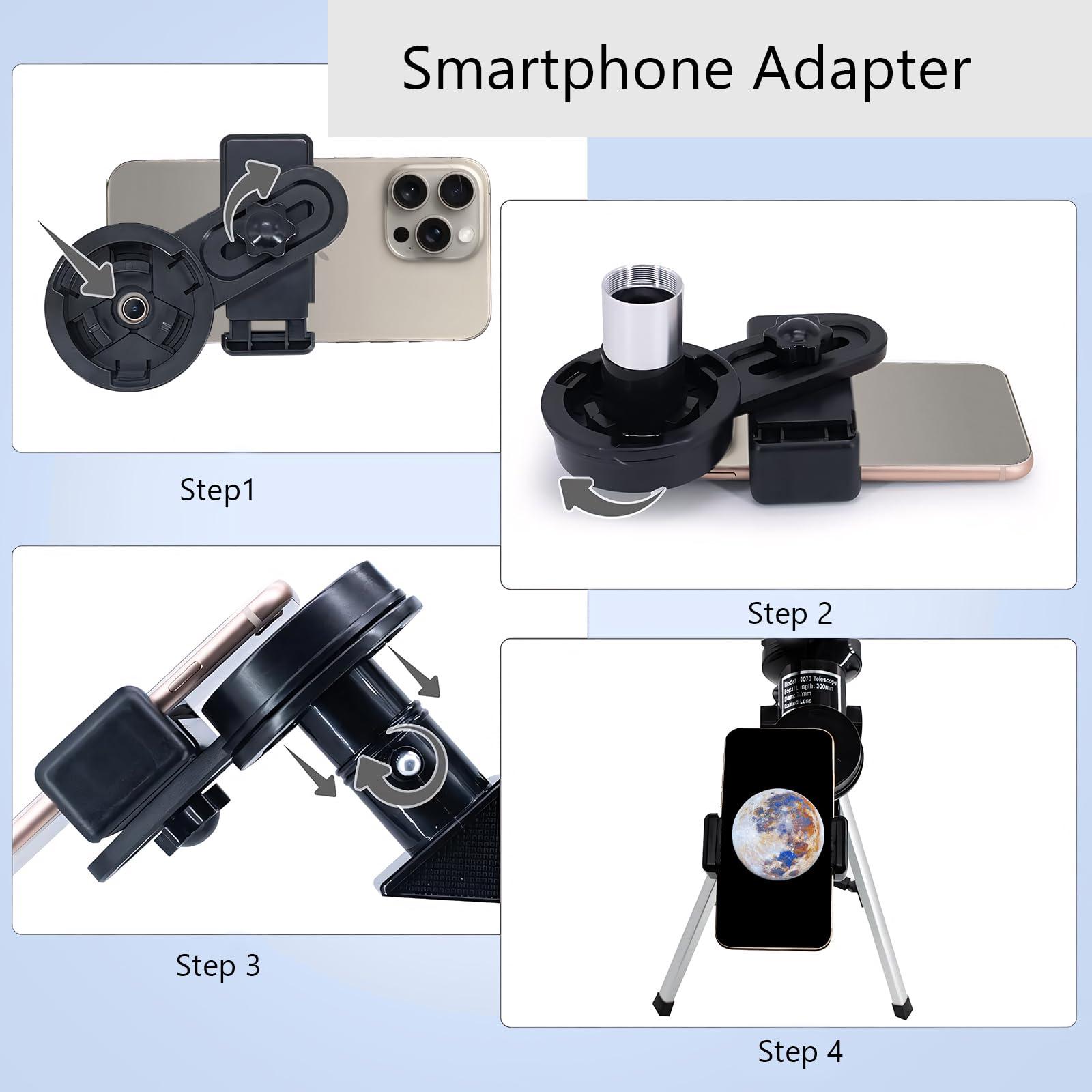 Telescope for Kids Beginners, Telescope for Kids 8-12, High Power 70mm Aperture 300mm Focal Length Astronomical Scope with Wireless Remote - Image 9