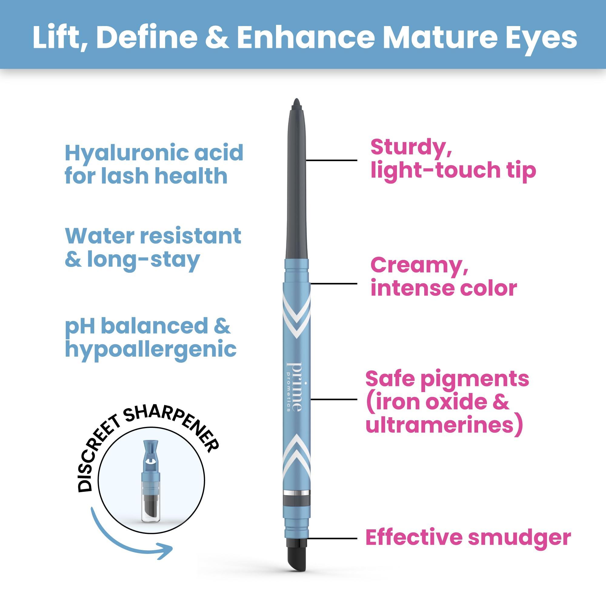 PRIME PROMETICS PrimeEyes Glide Eyeliner for Mature Women – Water-Resistant, Long-Stay and Mess-Proof – Gel Cream Texture, Discreet Sharpener and Effective Smudger (Black) - Image 5