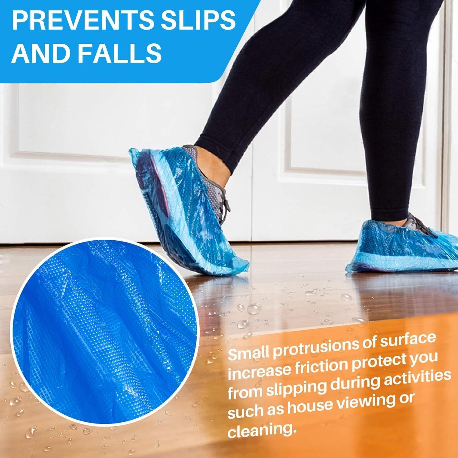 DASZERX® Shoe Covers Disposable Non Slip - Pack of 100 (50 Pairs), Waterproof Premium CPE Booties for Shoes Covers, fits up to size 11 US Men and 13 US Women - Blue, Large - Image 3
