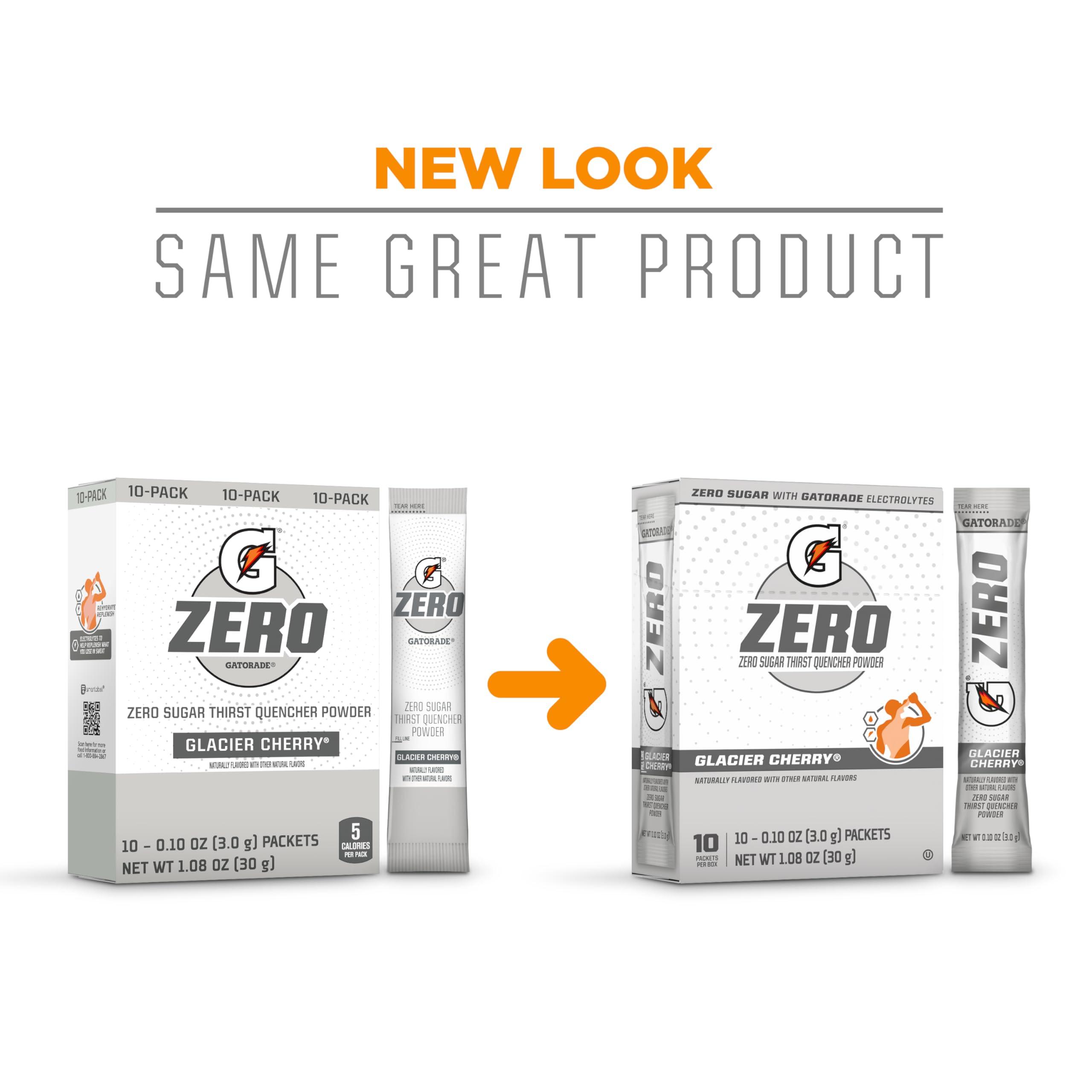 Gatorade G Zero Sports Drink Mix Powder Packets, Glacier Cherry, Electrolyte Powder Drink Mix for Hydration, Zero Sugar, Total 120 Packets - Image 2