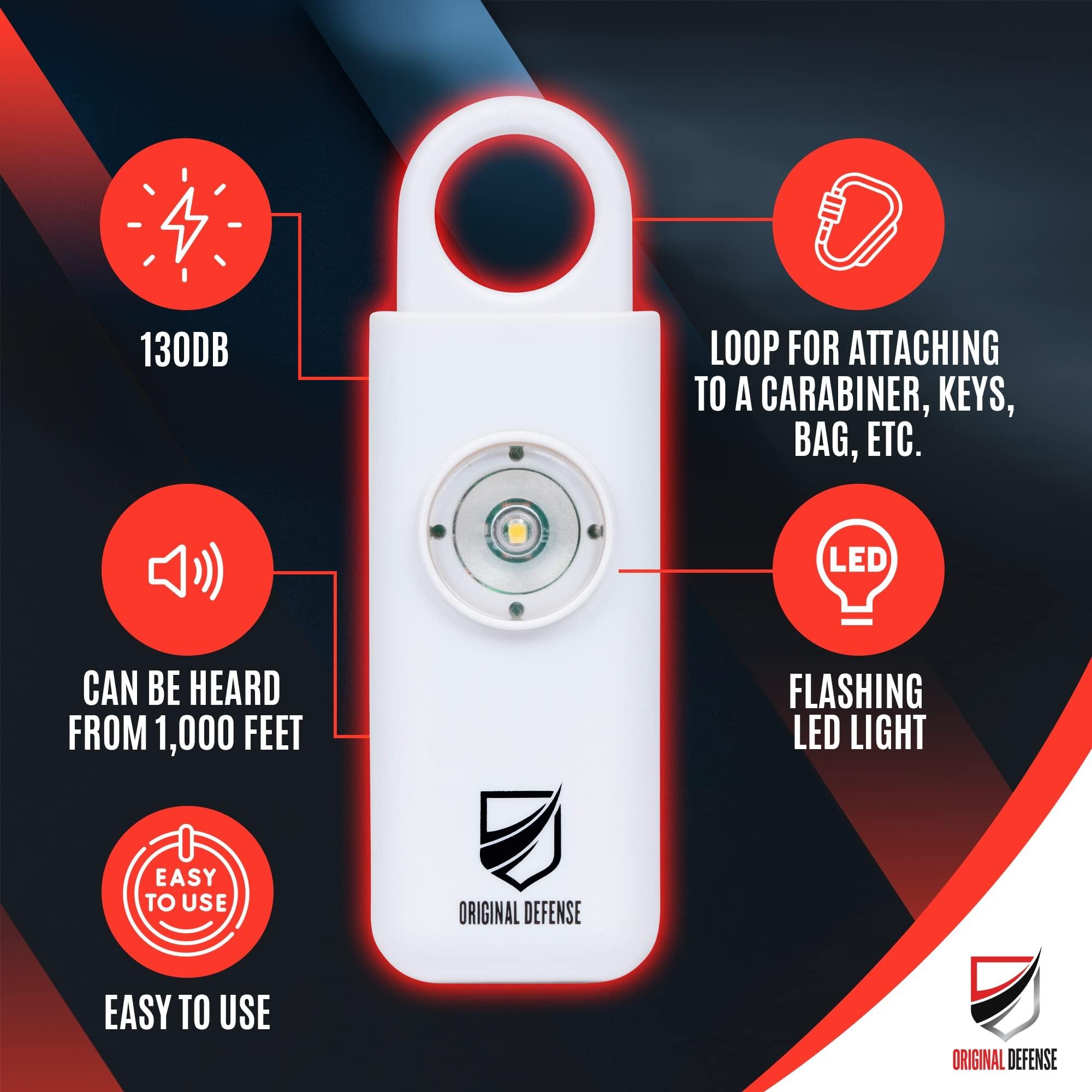 Original Defense® Siren Self-Defense Alarm (White) - 130 dB Keychain Alarm with LED Strobe Light for Women, Children, and Elderly - Police Recommended - Image 2