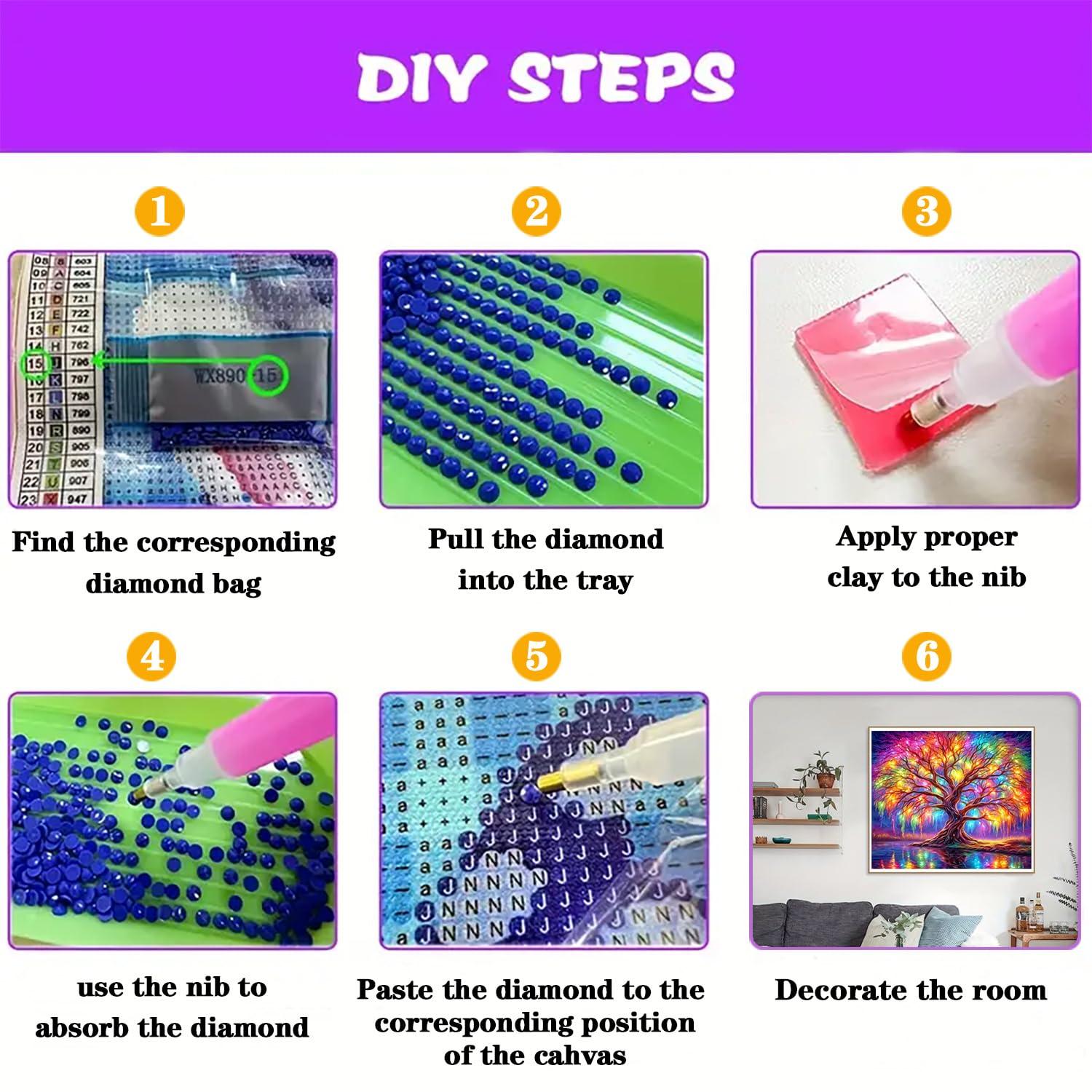 DIYCYCY Tree of Life Diamond Painting Kits for Adults,Full Drill Diamond Art Kits for Beginners,Round 5D DIY Diamond Dots Paintings, Diamonds Pictures Gem Art and Crafts Home Decor 13.78x13.78 inch - Image 7