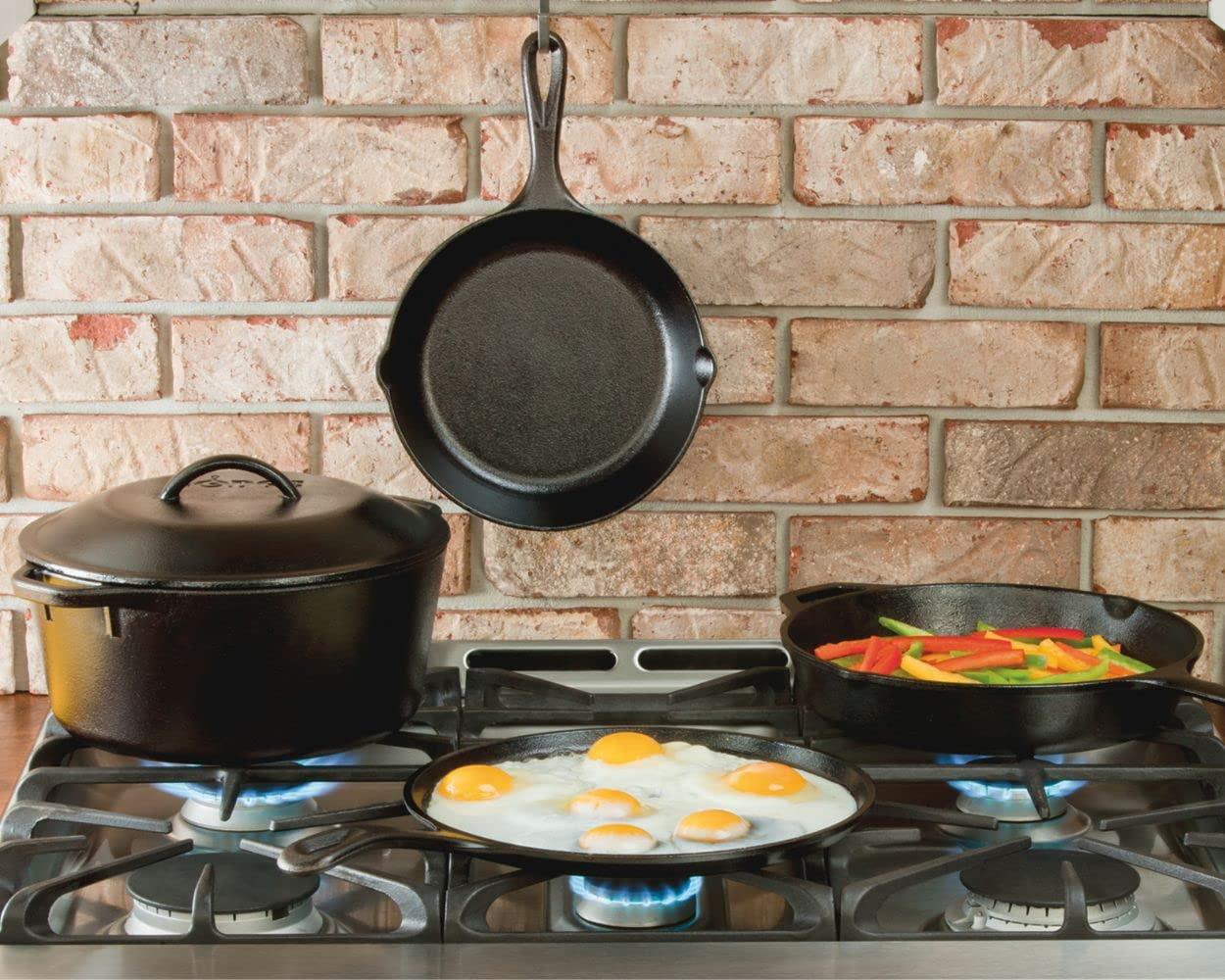 Lodge 12 Inch Cast Iron Skillet with Red Silicone Hot Handle Holder – Pre-Seasoned Frying Pan for Stove, Oven, Grill & Campfire – Made in the USA – Durable, Nonstick Cast Iron Cookware – Black - Image 6