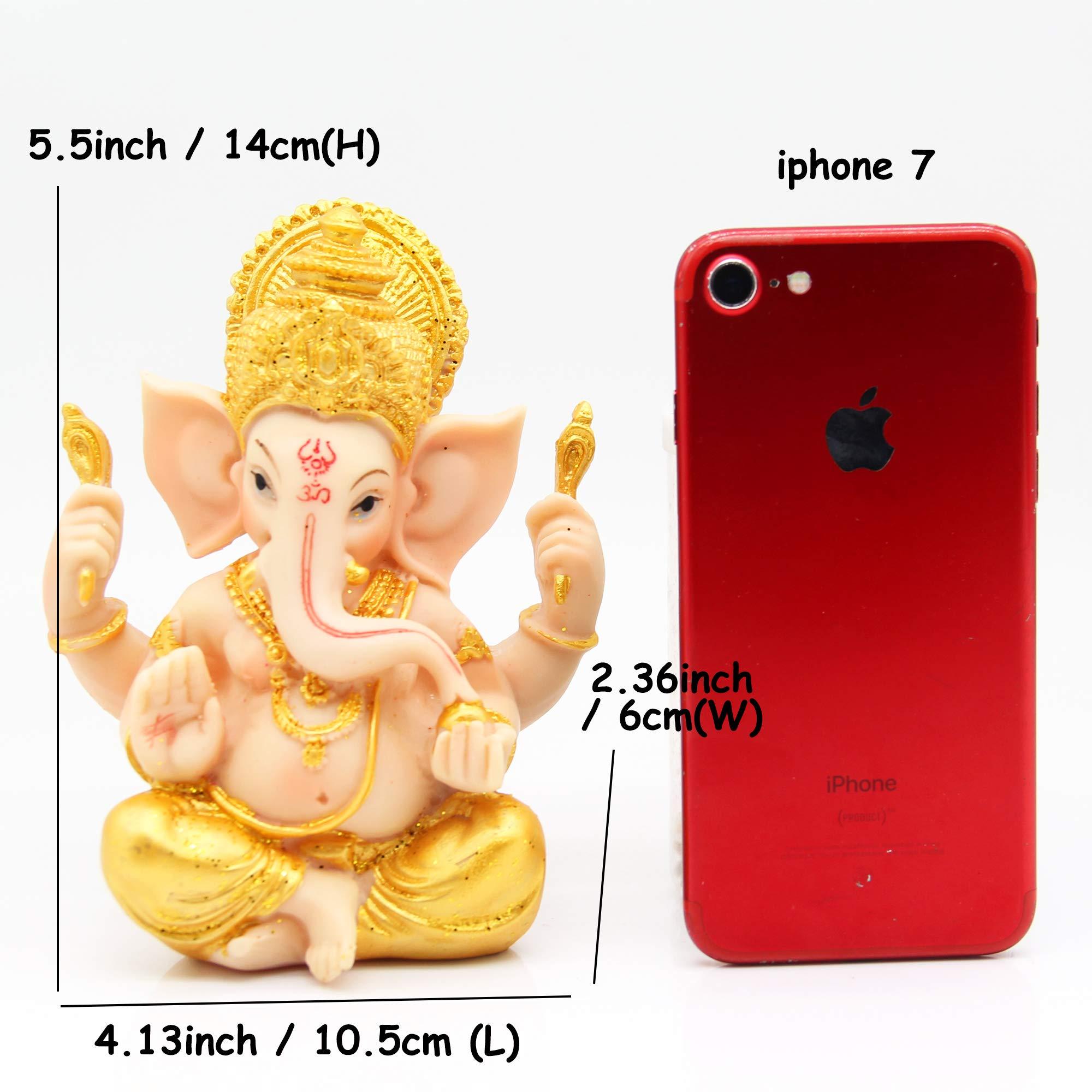 H&W 6''H Blessing A Colored Statue of Lord Ganesha Ganpati Elephant Hindu God, Elephant God Statue, Handmade Sculpture Buddha Figurine Decoration - Image 2