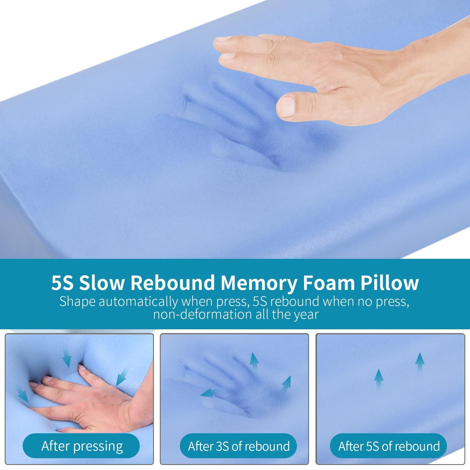 Memory Foam Bed Pillow for Sleeping, Ergonomic Cervical Contour Neck Support Orthopedic Pillow for Side Back Stomach Sleeper, Neck and Shoulder Pain - Image 3