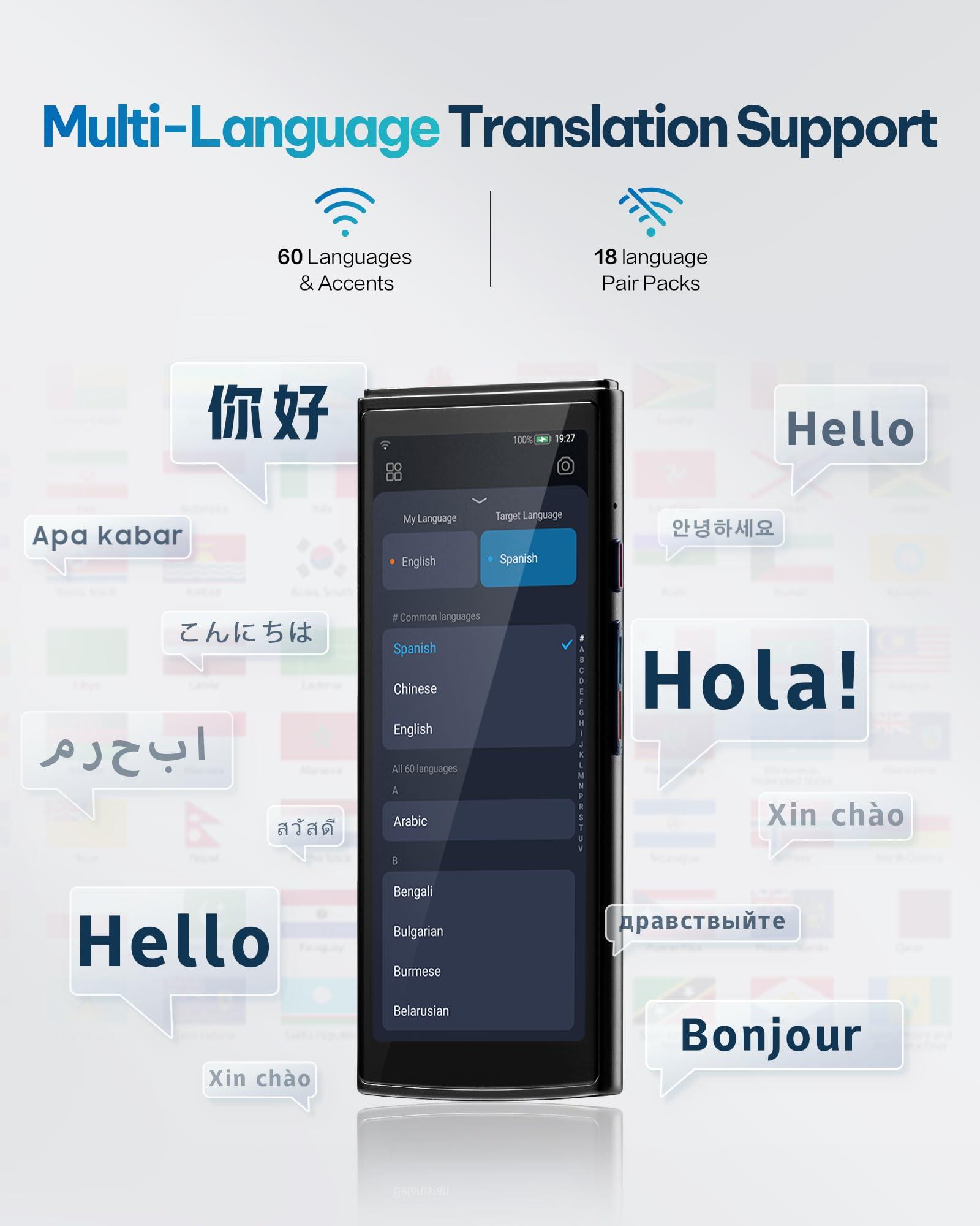 iFLYTEK Language Translator Device, Face-to-Face Bidirection Simultaneous Translation, 60 Languages and 18 Offline Packs, 2-Year Global Data, Instant Voice Translator for Travel, Learning, Business - Image 5