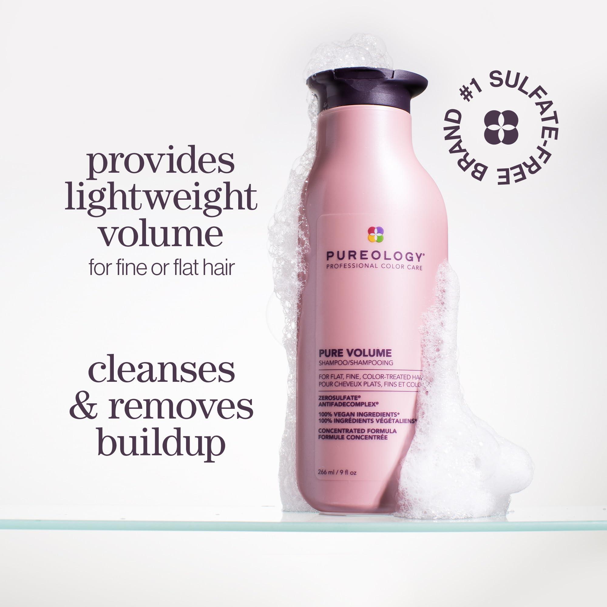 Pureology Pure Volume Shampoo - For Flat, Fine, Color-Treated Hair, Adds Lightweight Volume and Body, Clarifies Buildup, Sulfate-Free & Vegan - Image 2
