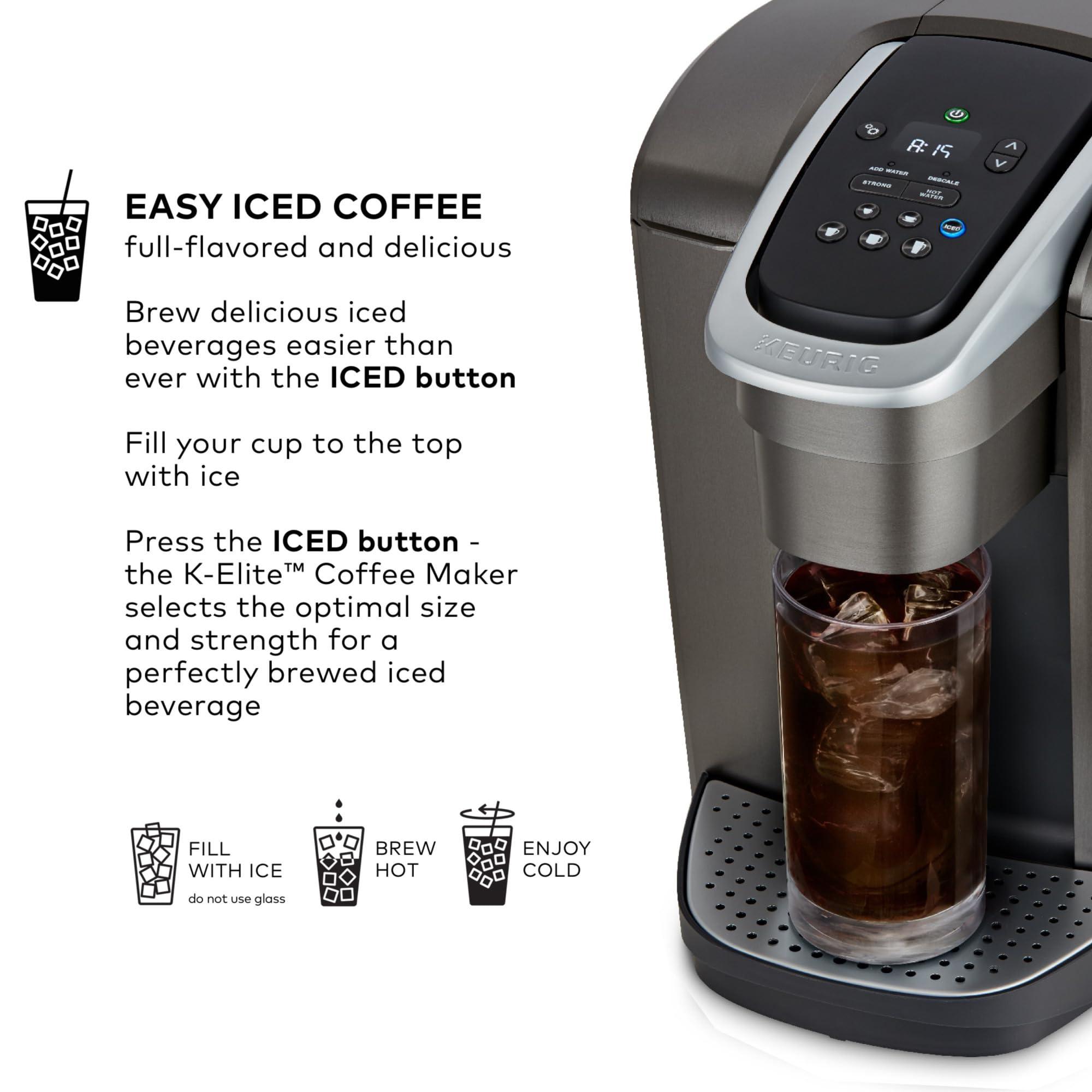Keurig K-Elite Single Serve K-Cup Pod Coffee Maker, with Strength and Temperature Control, Iced Coffee Capability, 8 to 12oz Brew Size, Programmable, Brushed Slate - Image 6