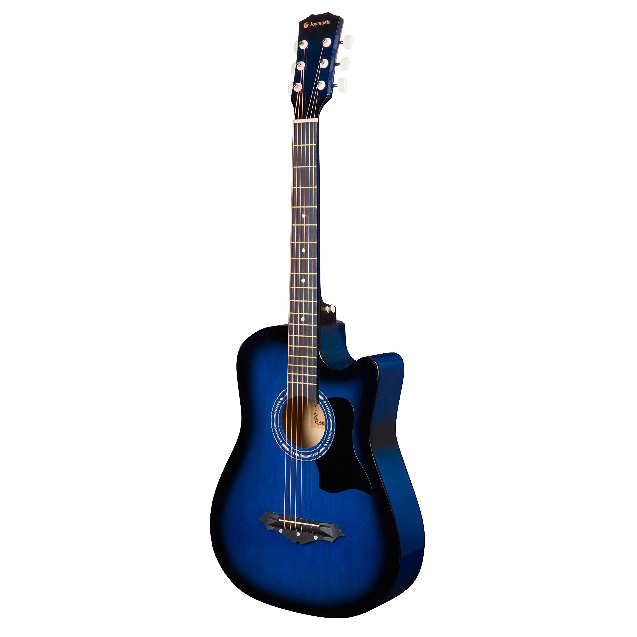 Joymusic 38 inch blueburst beginner acoustic guitar kit,bundle with a strap with picks holder,digital tuner, set strings, capo,cleaning cloth,6 picks,gig bag.(JG-38C,BLS) - Image 2