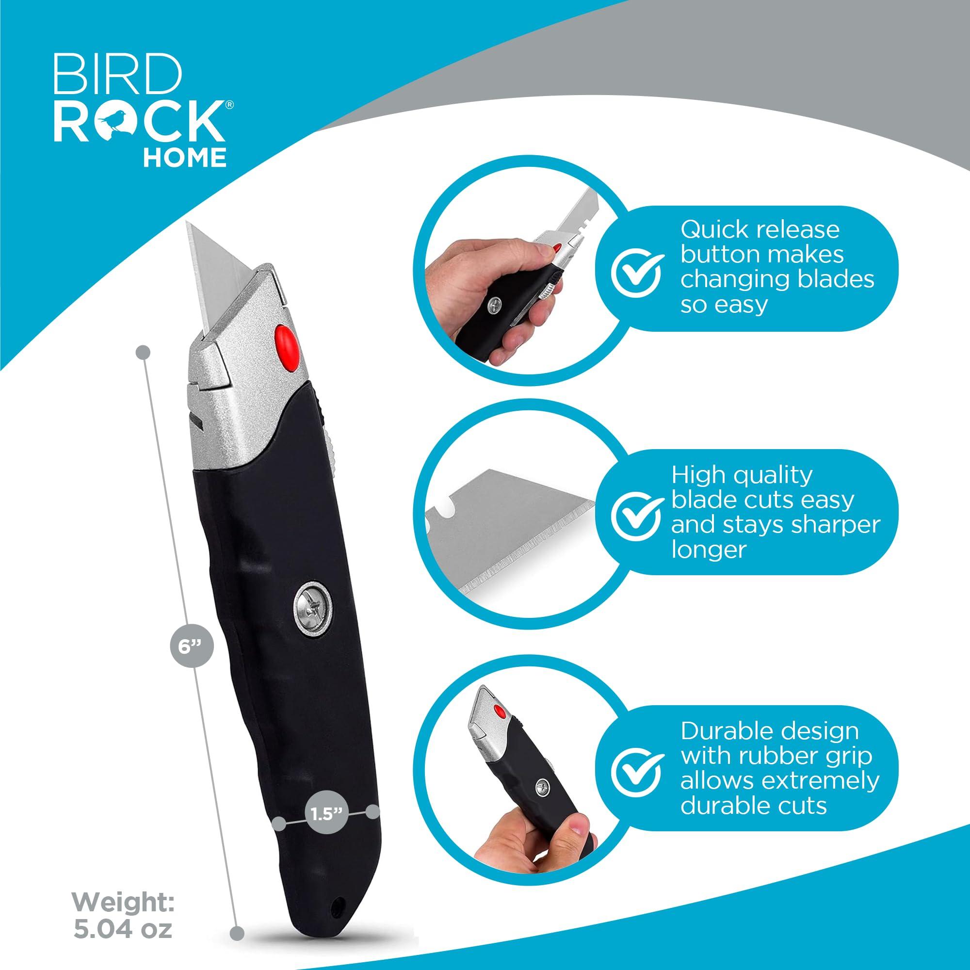 INTERNET'S BEST Premium Utility Knife Set | Retractable Box Cutter with Rubber Handle | Heavy-Duty Cutting for Cardboard, Carpet, Plastic | Retractable Blade | Includes 2 Razor Knives & Extra Blades - Image 3