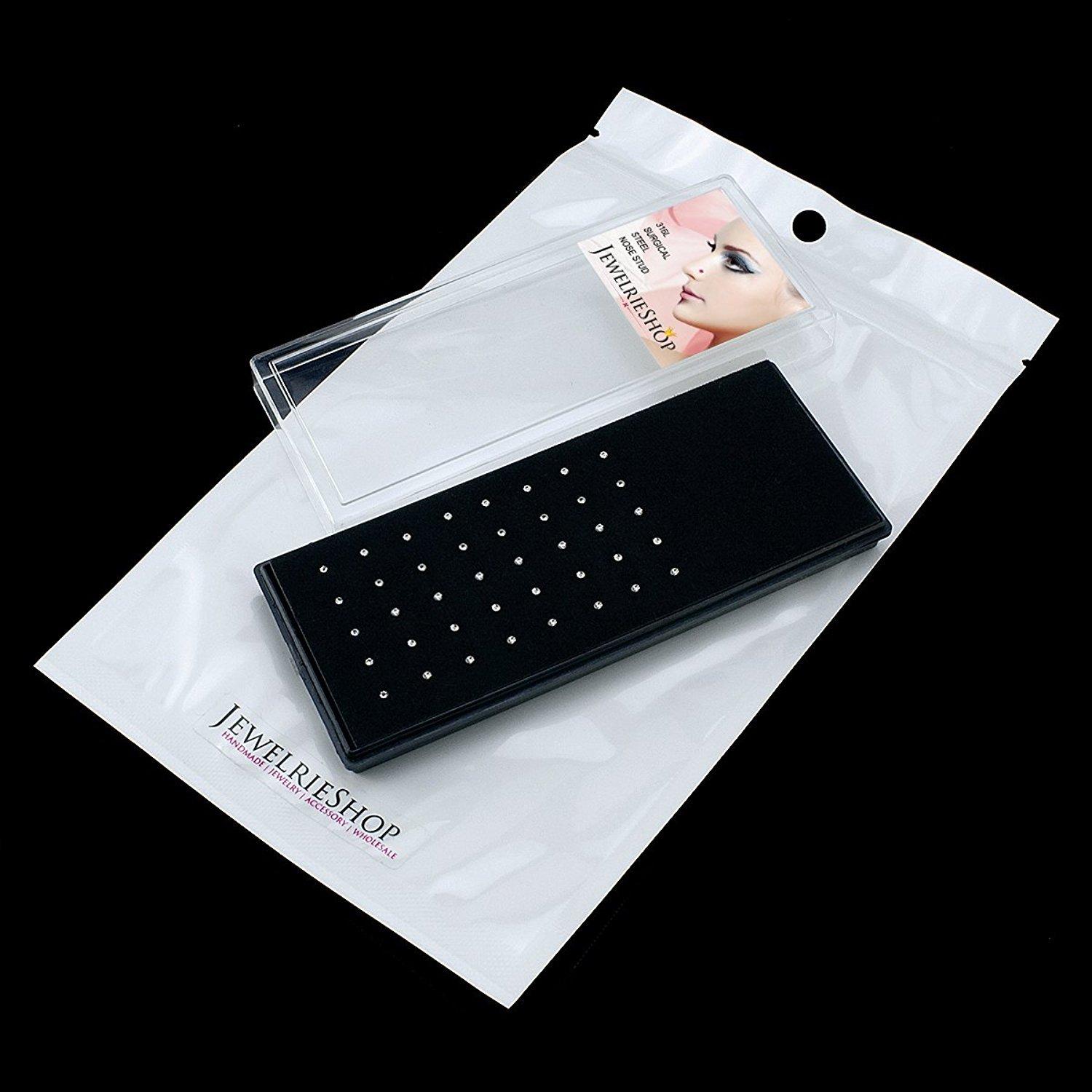 JEWELRIESHOP 40pcs Nose Studs Stainless Steel CZ Nose Rings Pins Piercing Jewelry Bone Studs for Women Men Hypoallergenic 22G - Image 6