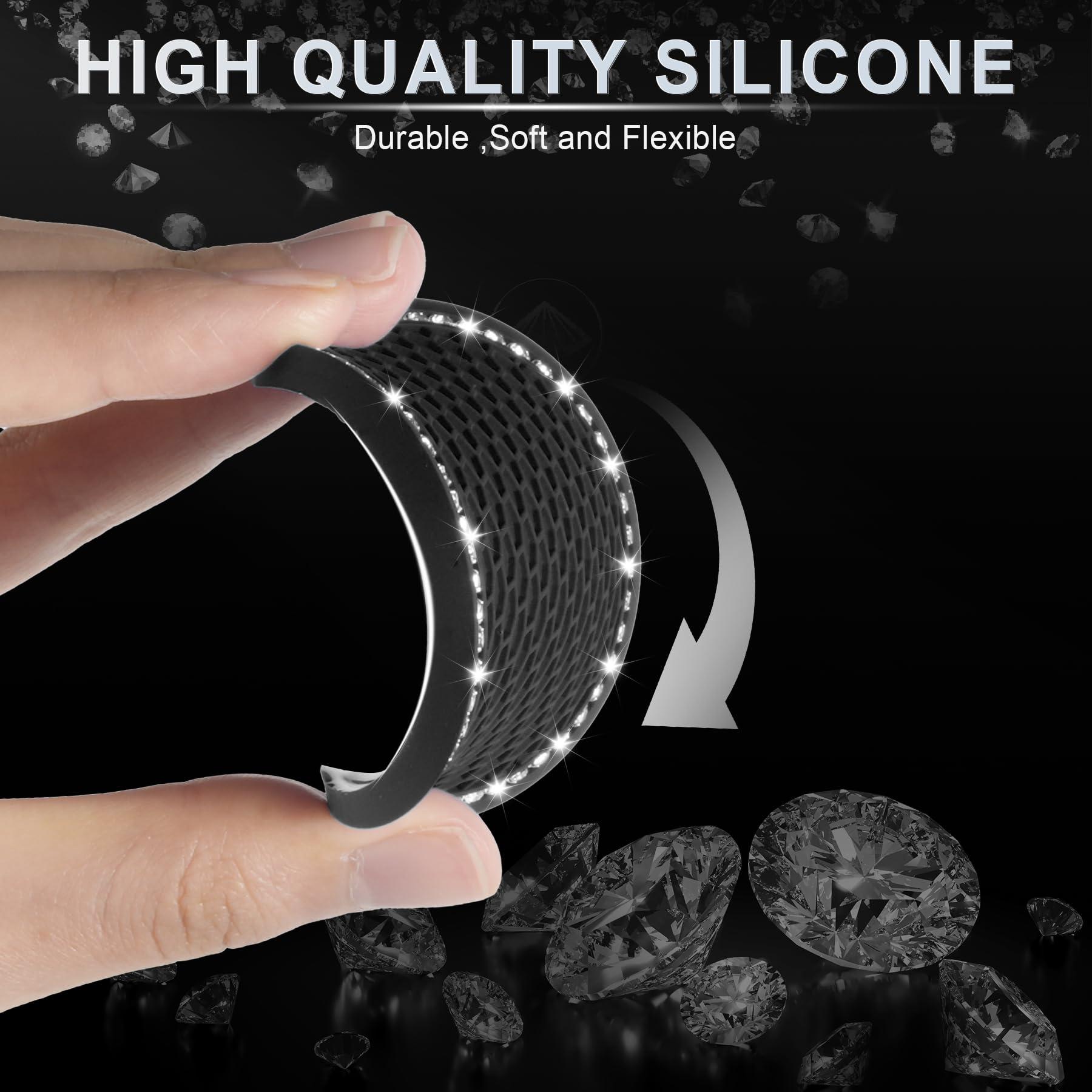 JUSTTOP Car Cup Holder Coaster, Insert 2 Pack Universal Auto Anti Slip, Bling Crystal Rhinestone Car Interior Accessories-Black - Image 4