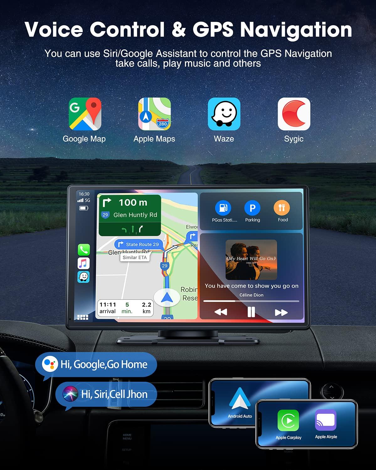 9-Inch Wireless Car Stereo with Carplay, Backup Camera, GPS Navigation, Android Auto - by LAMTTO - Image 2
