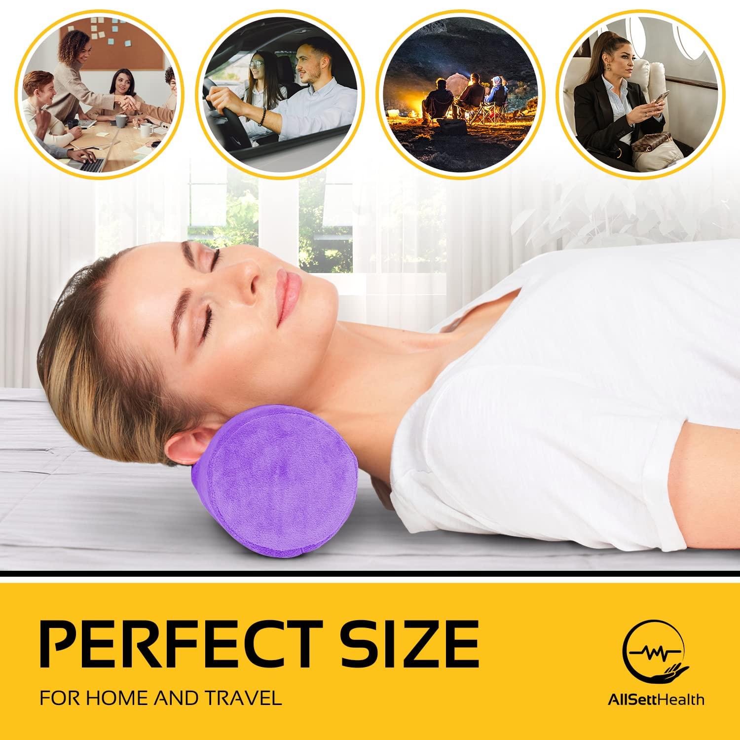 AllSett Health Cervical Neck Roll Memory Foam Pillow, Bolster Pillow, Round Neck Pillows Support for Sleeping | Bolster Pillow for Bed, Legs, Back and Yoga, Purple Washable Cover - Image 6