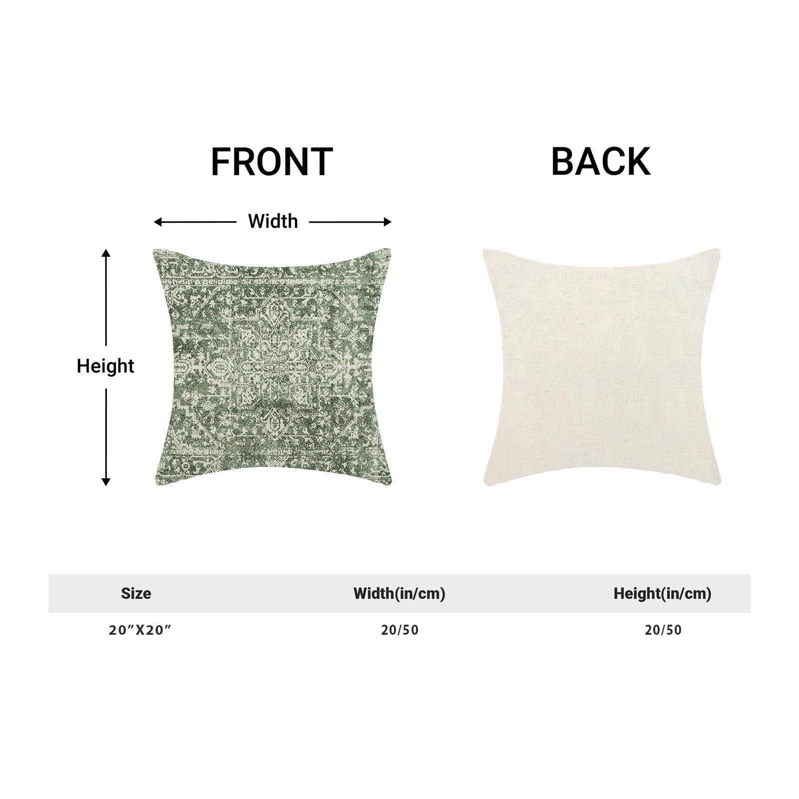 BETGINY Boho Pillow Covers 20x20, Sage Green Cream Ethnic Design Outdoor Decorative Throw Pillows for Couch, Carpet Pattern Decor Cushion Cover 2 Pcs Farmhouse Linen Pillowcase for Bed Car Safa - Image 3