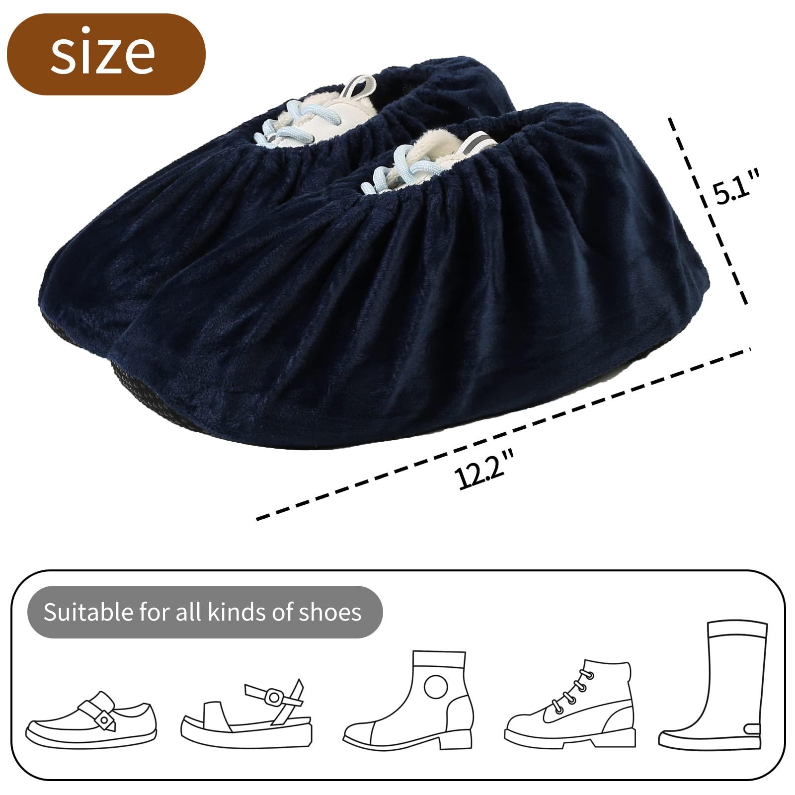 5 Pairs Reusable Shoe Covers, Non Slip Shoe Protectors Covers, Universal Soft Washable Thickened Foot Boot Shoe Covers for Indoors Home Laboratory (Navy blue) - Image 6