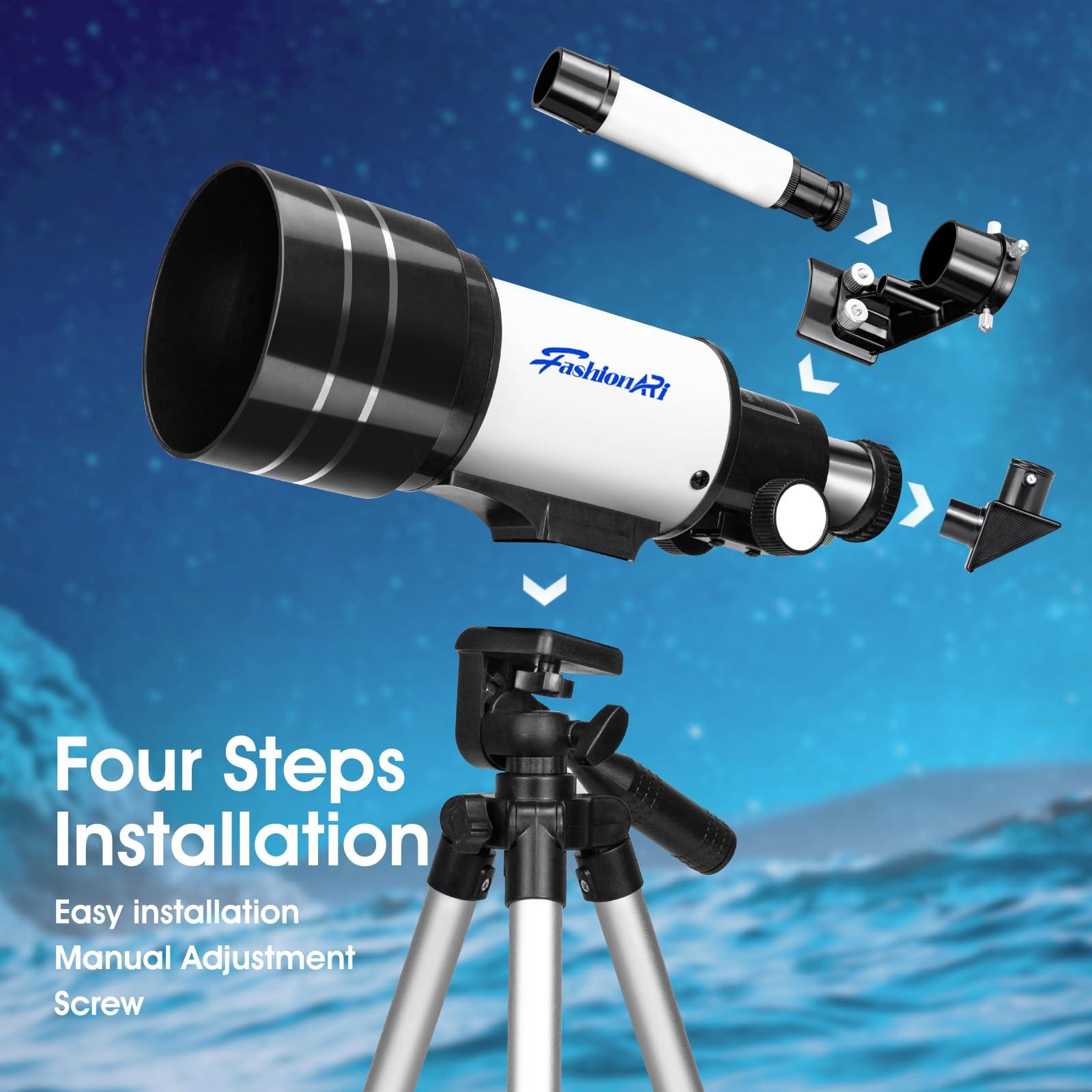 Telescope for Kids Beginners, Telescope for Kids 8-12, High Power 70mm Aperture 300mm Focal Length Astronomical Scope with Wireless Remote - Image 7