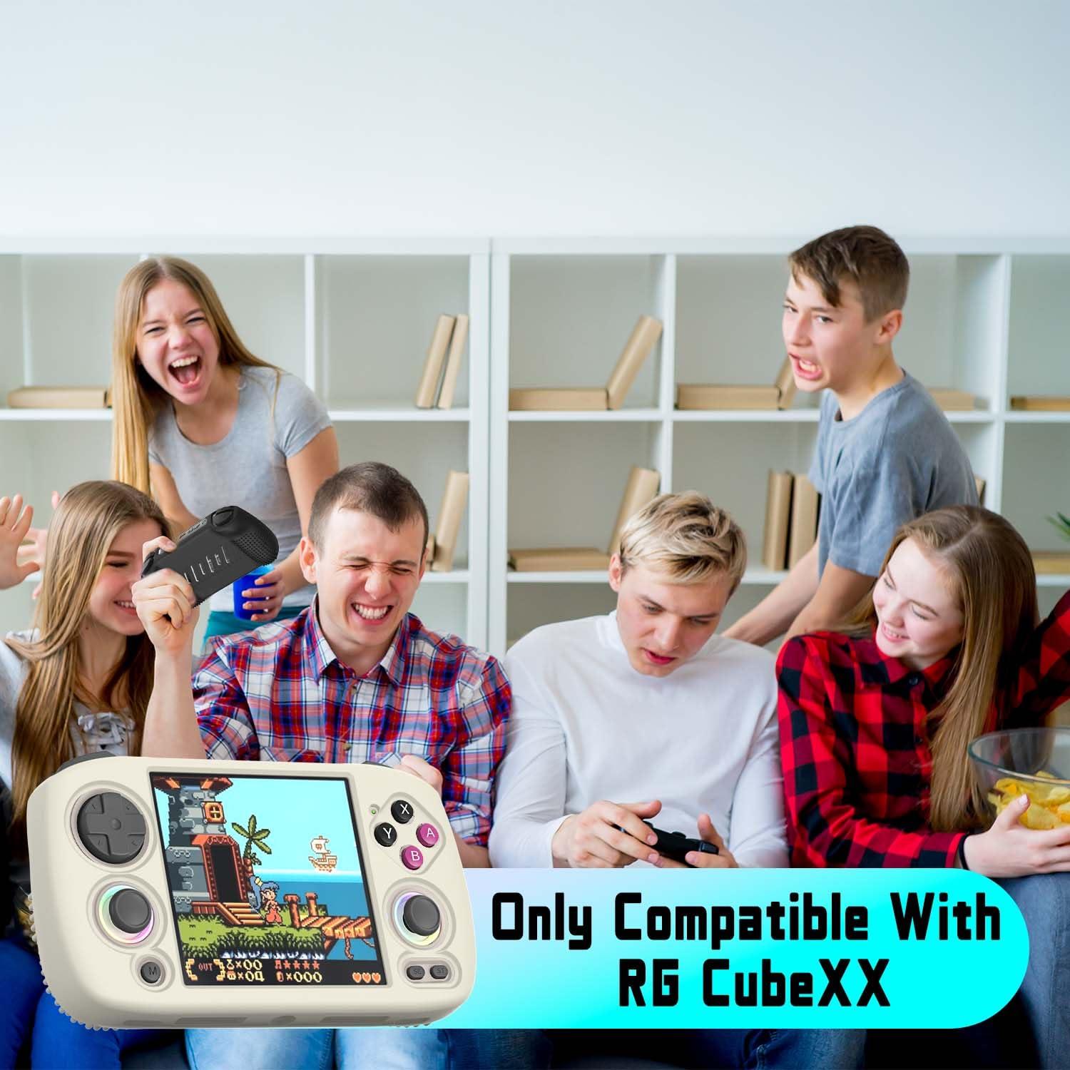 FIOPAZ for Anbernic RG CubeXX Skin Case, Soft Silicone Protective for RG CubeXX Retro Handheld Game Console Only, Drop and Scratch Resistant Washable for RGcubeXX Cover with Lanyard, Off-White - Image 2