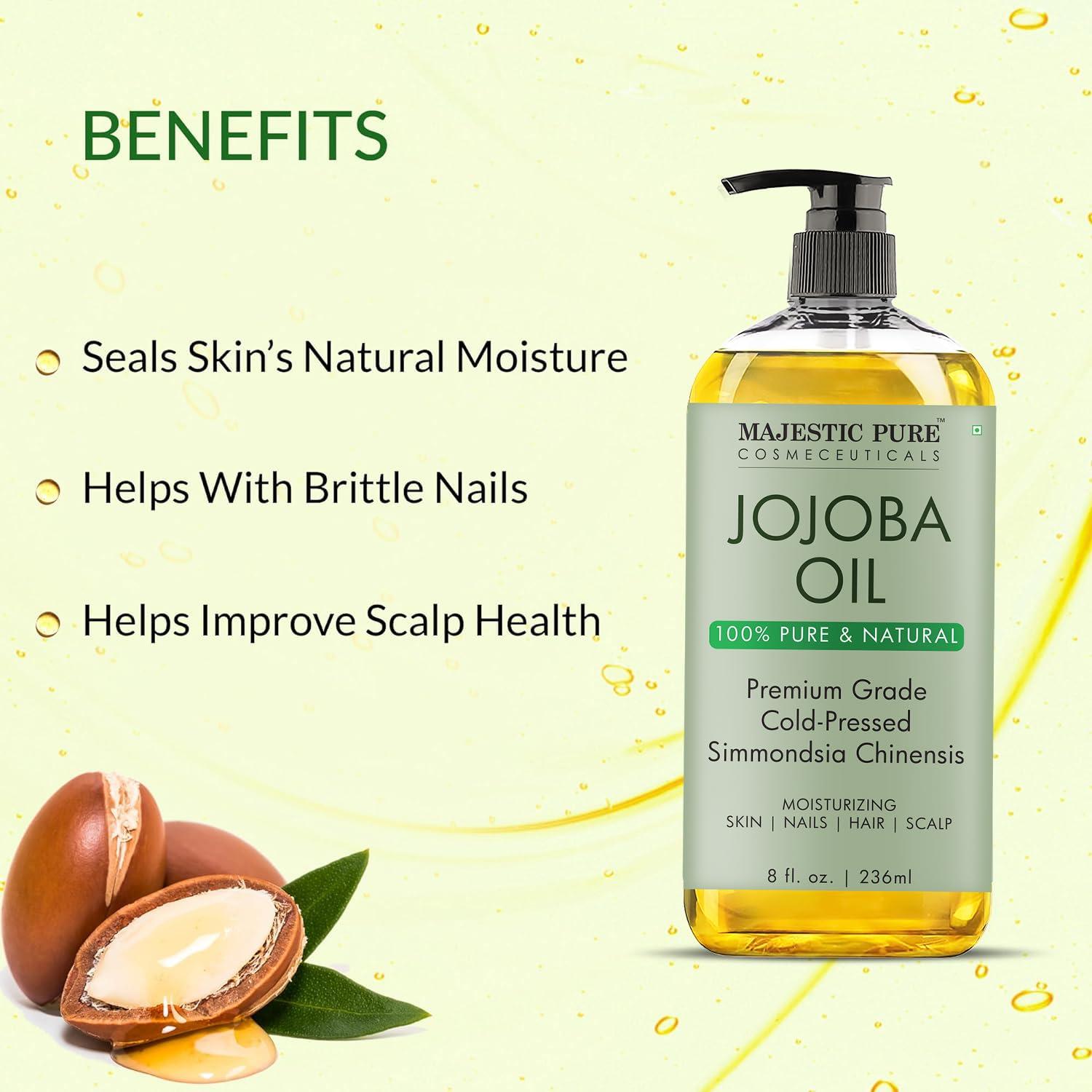 MAJESTIC PURE Jojoba Oil | 100% Pure Jojoba Oil for Skin, Hair, Scalp, Nails, Face | Cold Pressed & Hexane Free | Hair & Body Oil | 8 Fl Oz - Image 6