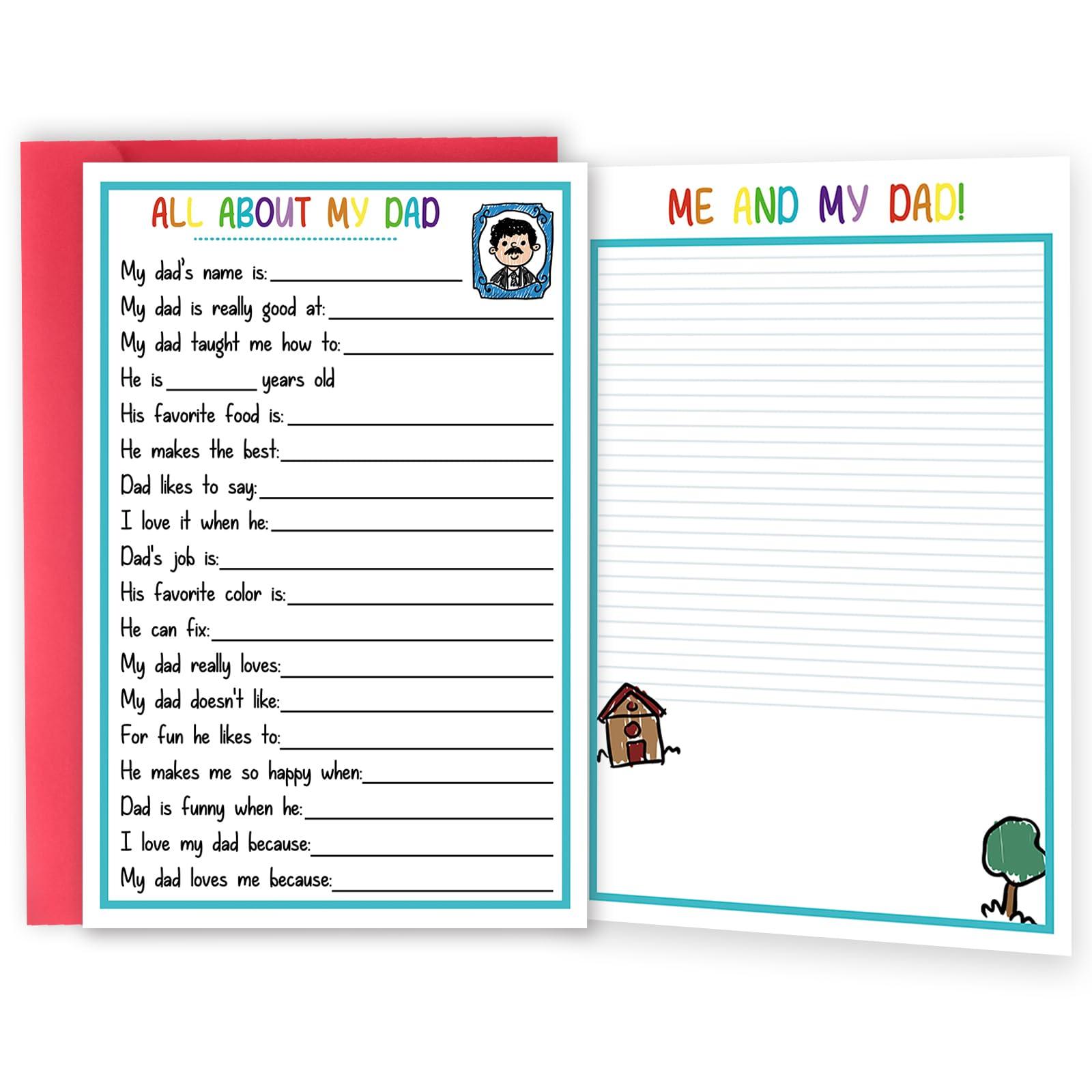 BENNLOOS Lovely Fill In The Blanks Father's Day Card for Dad, Funny Father’s Day Gift from Daughter Son, Happy Birthday Cards Gifts for Dad, Gift for Daddy