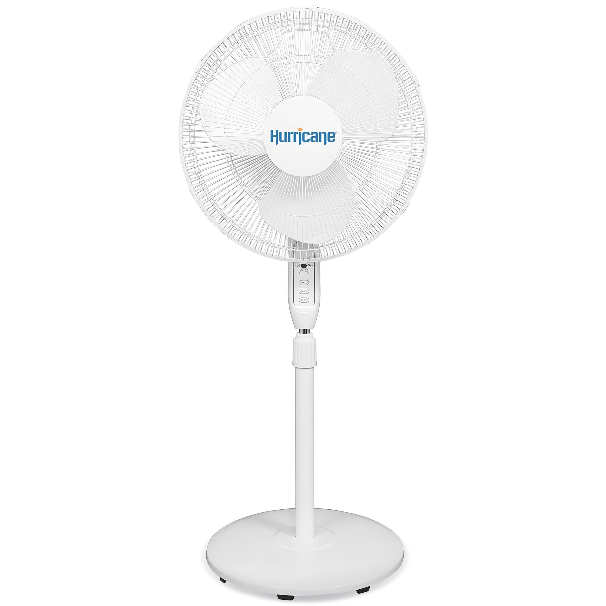 Hurricane Oscillating Pedestal Stand Fan for Home & Bedroom, 16" Supreme, White - Portable Standing Electric Fan for Indoor & Outdoor Cooling