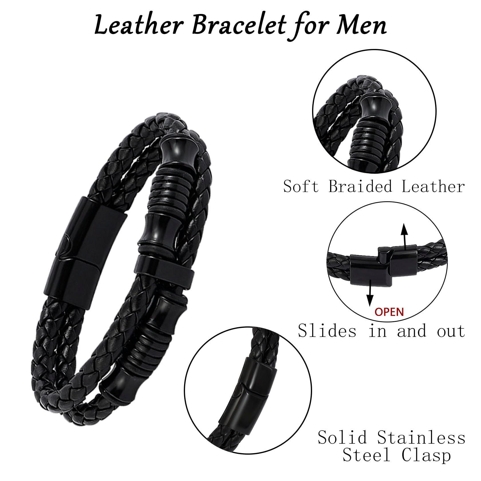 JAZTAKU Punk Gothic Leather Bracelet for Men Women Spike Cuff Bangle Cross Bracelet Adjustable Goth Jewelry - Image 2