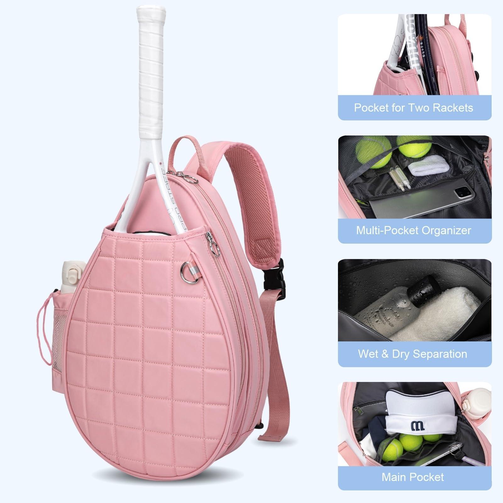 KAVIGOR Tennis Bag, Quilted Tennis Backpack Holds 2 Rackets, Waterproof Crossbody Sling Pickleball Bags for Women, Men and Youth - Image 3