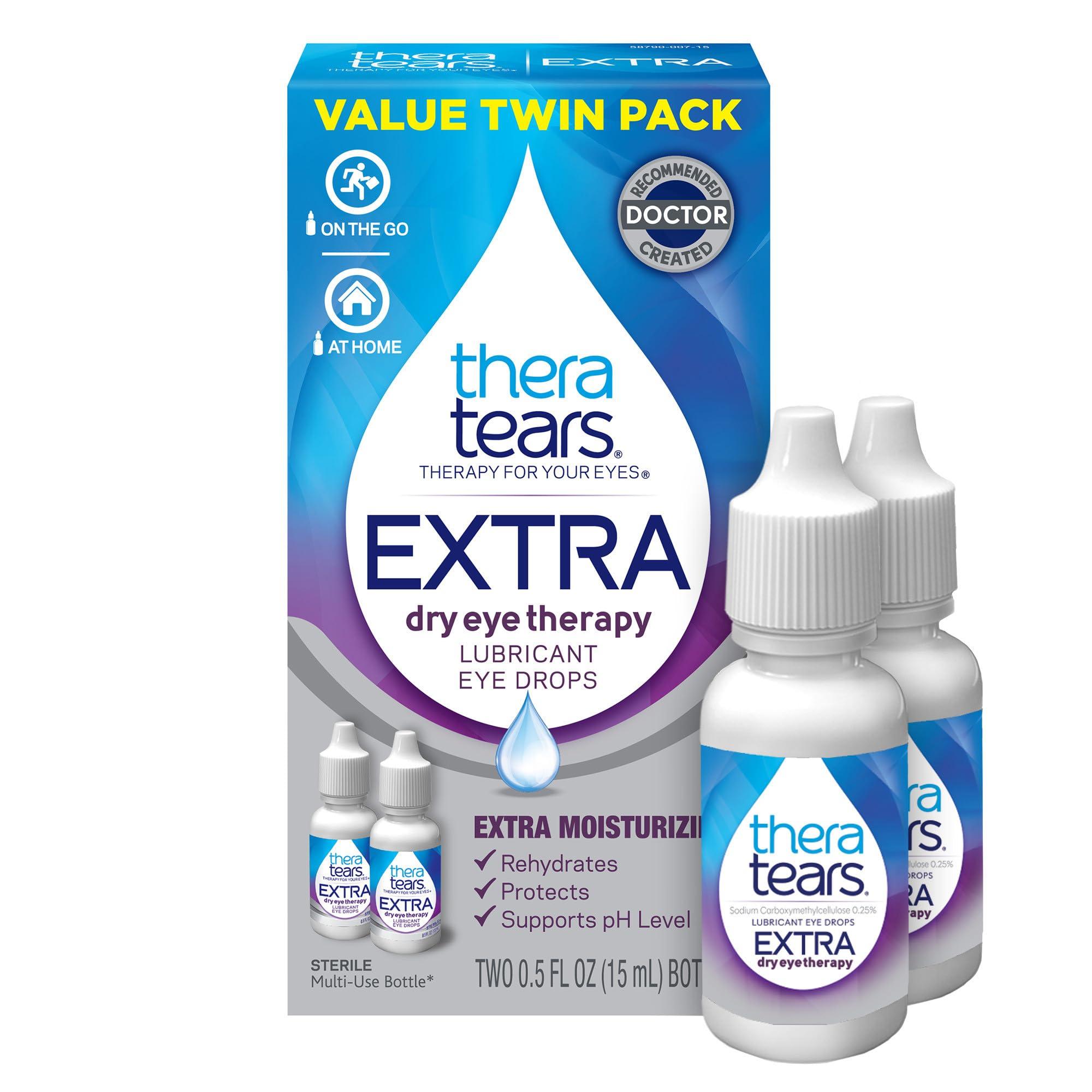TheraTears Extra Dry Eye Drops, Twin Pack, 2 Bottles x 0.5 fl oz (Pack of 1) - Image 1