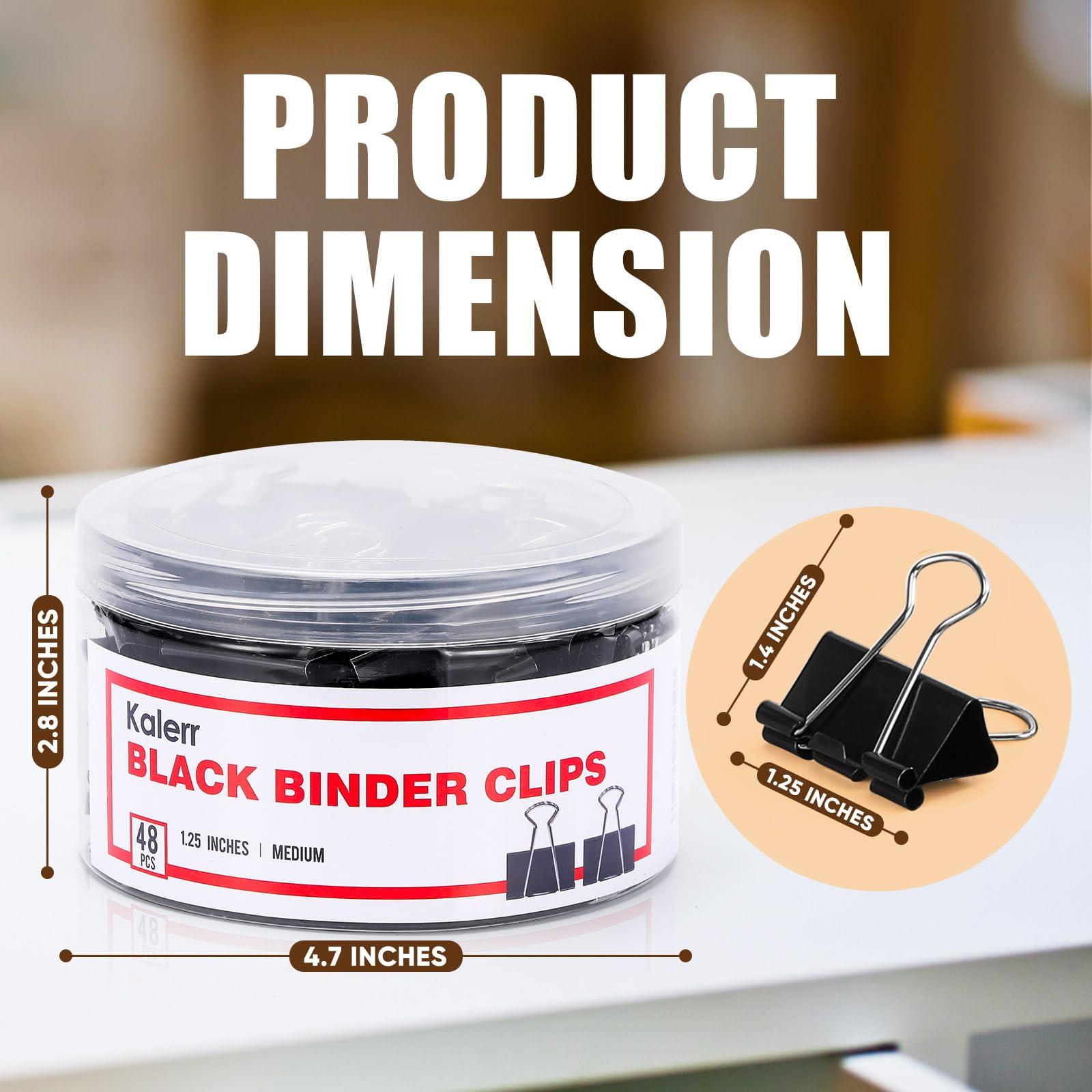 Binder Clips, 48 Pcs Medium Binder Clips, Kalerr Black Binder Clips Medium, 1.25 Inches Binder Clip with Container, Paper Binder Clips Office Supplies, Paper Clamps Bulk for Office, Home, School - Image 2